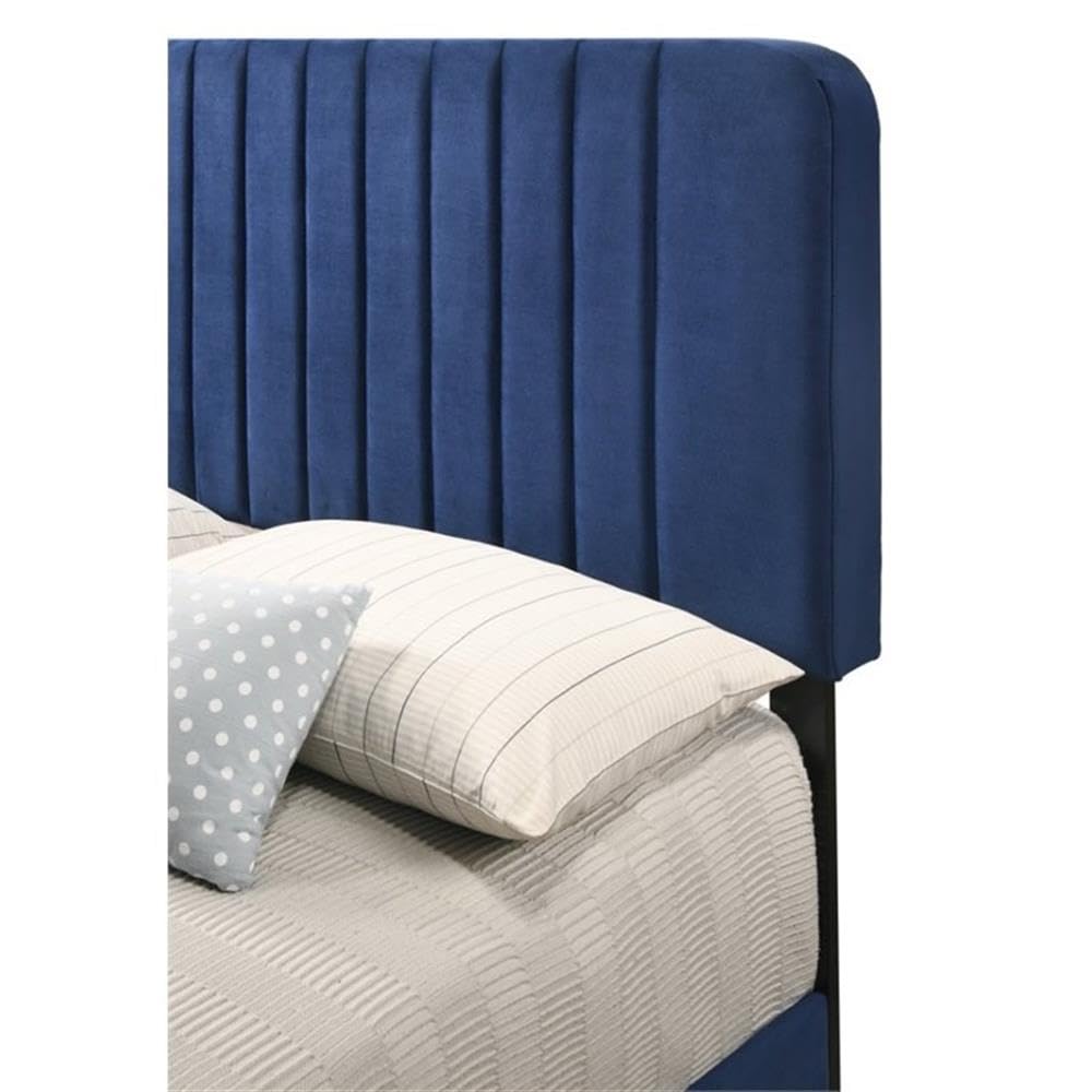 Glory Furniture Lodi Navy Blue Velvet Upholstered Full Size Bed Frame - Luxurious Bedroom Furniture for Master & Guest Rooms