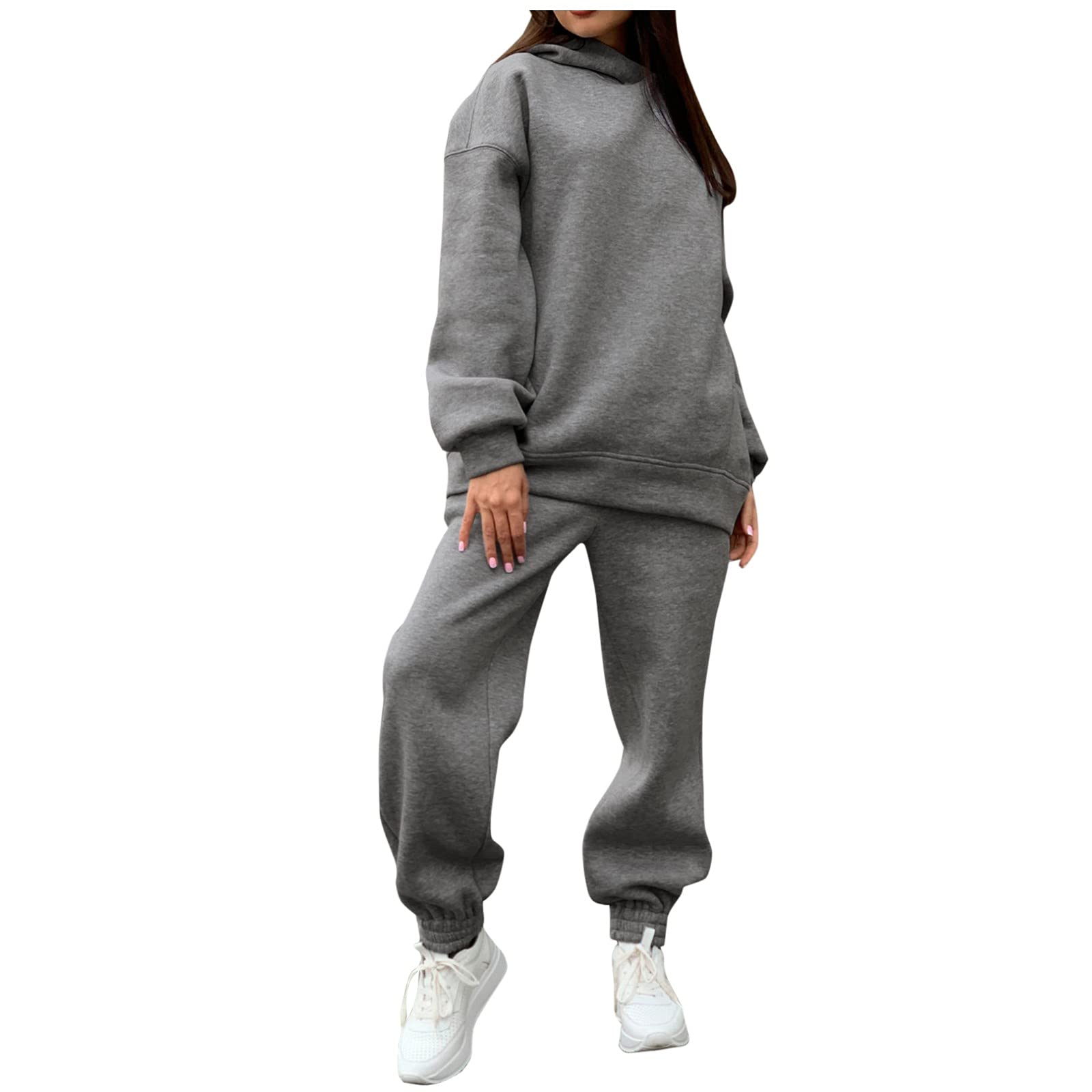 Women's 2-Piece Jogger Set - Long Sleeve Hoodie & Sweatpants | Oversized Pullover Matching Tracksuit for Teen Girls | Gym, Lounge & Casual Wear