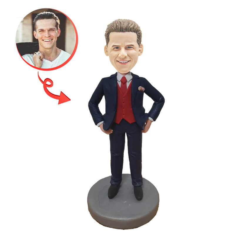Custom Suit Bobblehead - Personalized Business Man Figurine - Perfect for Office Decor, Gifts & Corporate Events