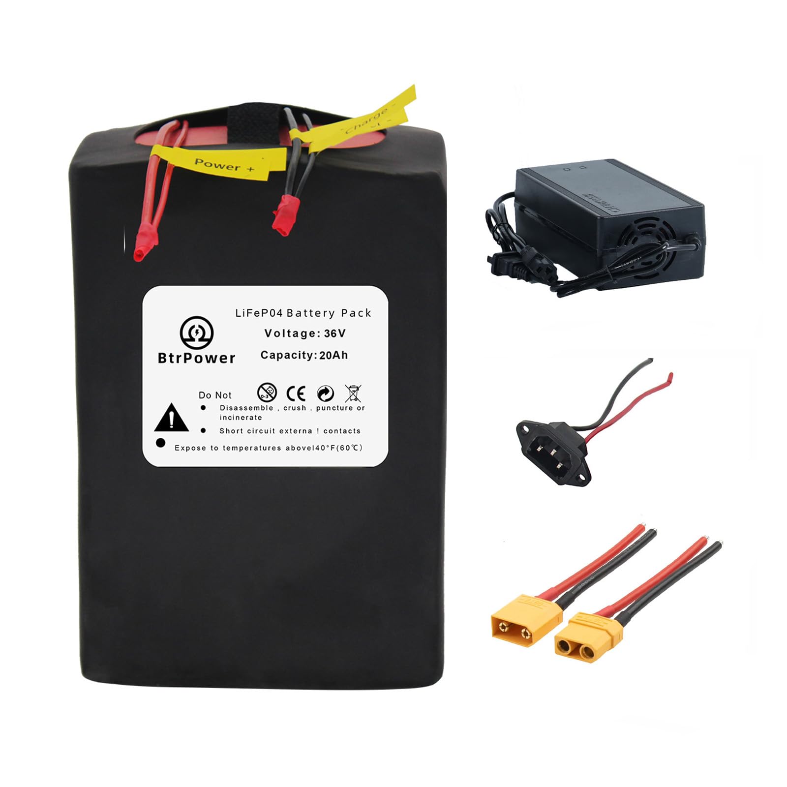 BtrPower 48V 10AH-50AH Ebike Lithium Ion/LiFePO4 Battery Pack with 5A Charger & 50A BMS - Compatible with 300W-3000W Motors | Perfect for Electric Bikes, Scooters & Commuting