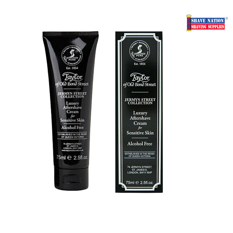 Taylor of Old Bond Street Jermyn Street Luxury Aftershave Cream for Men - Premium Post-Shave Moisturizer with Sandalwood Scent - Ideal for Sensitive Skin & Close Shave Care