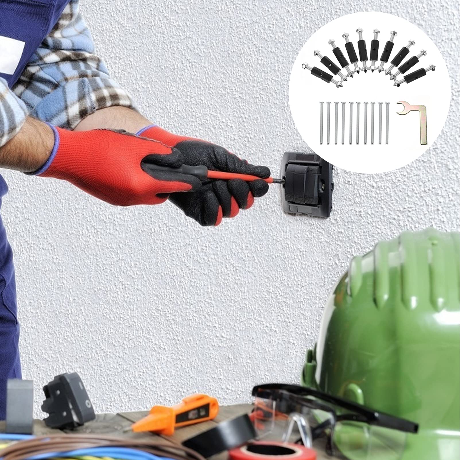 DOITOOL 10-Piece Outdoor Electrical Box Repair Kit - Wall Plate Junction Box Restorer, Switch & Socket Adjustable Wrench, Hotfix Tools for Electricians & DIY Home Improvement (Ideal for Outdoor Wiring, Electrical Maintenance & Socket Replacement)