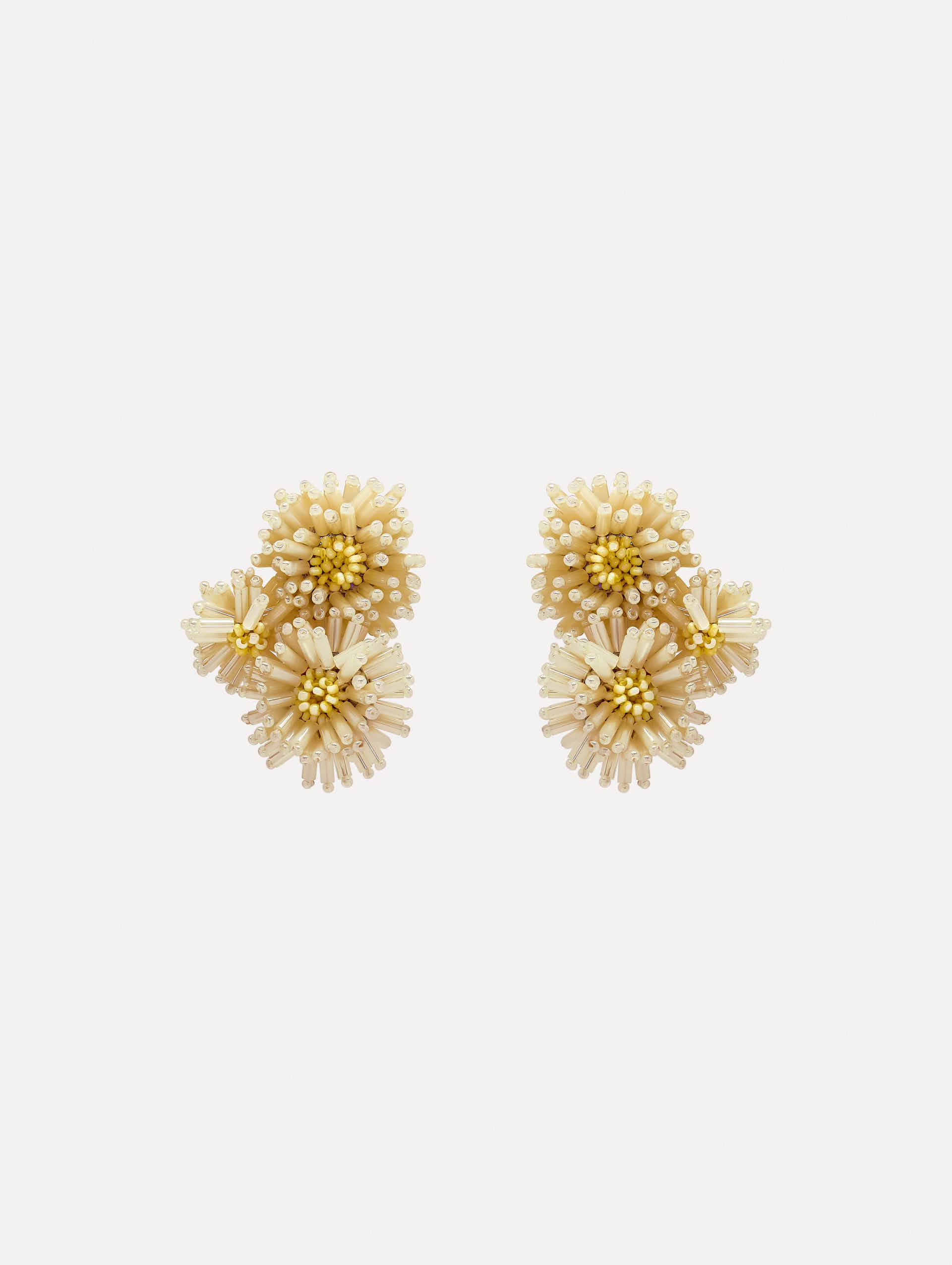 Pompom Flower Clip-On Earrings for Women - Cute Floral Hair Accessories for Parties, Weddings & Everyday Wear