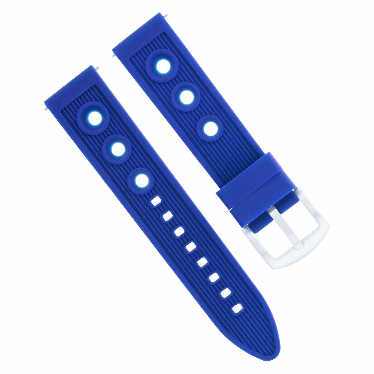 20mm Blue Rubber Racing Watch Band for Tissot PRS516 - Sporty & Durable Strap for Active Lifestyles