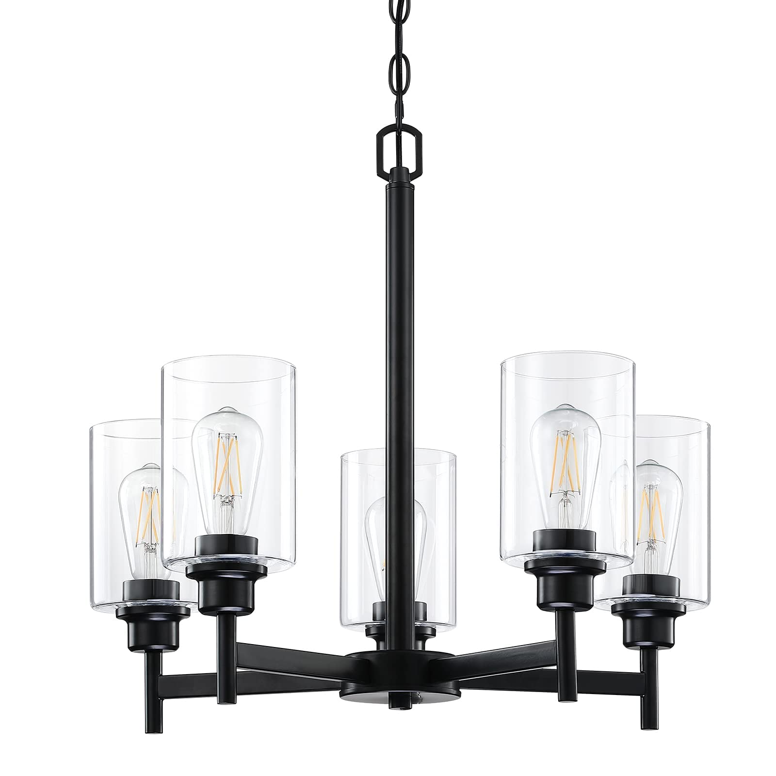 Doraimi Lighting 5-Light Chandelier in Oil Rubbed Bronze - Classic Ceiling Light Fixture with Clear Glass Shade - Perfect for Dining Room, Meeting Room & Table Lighting
