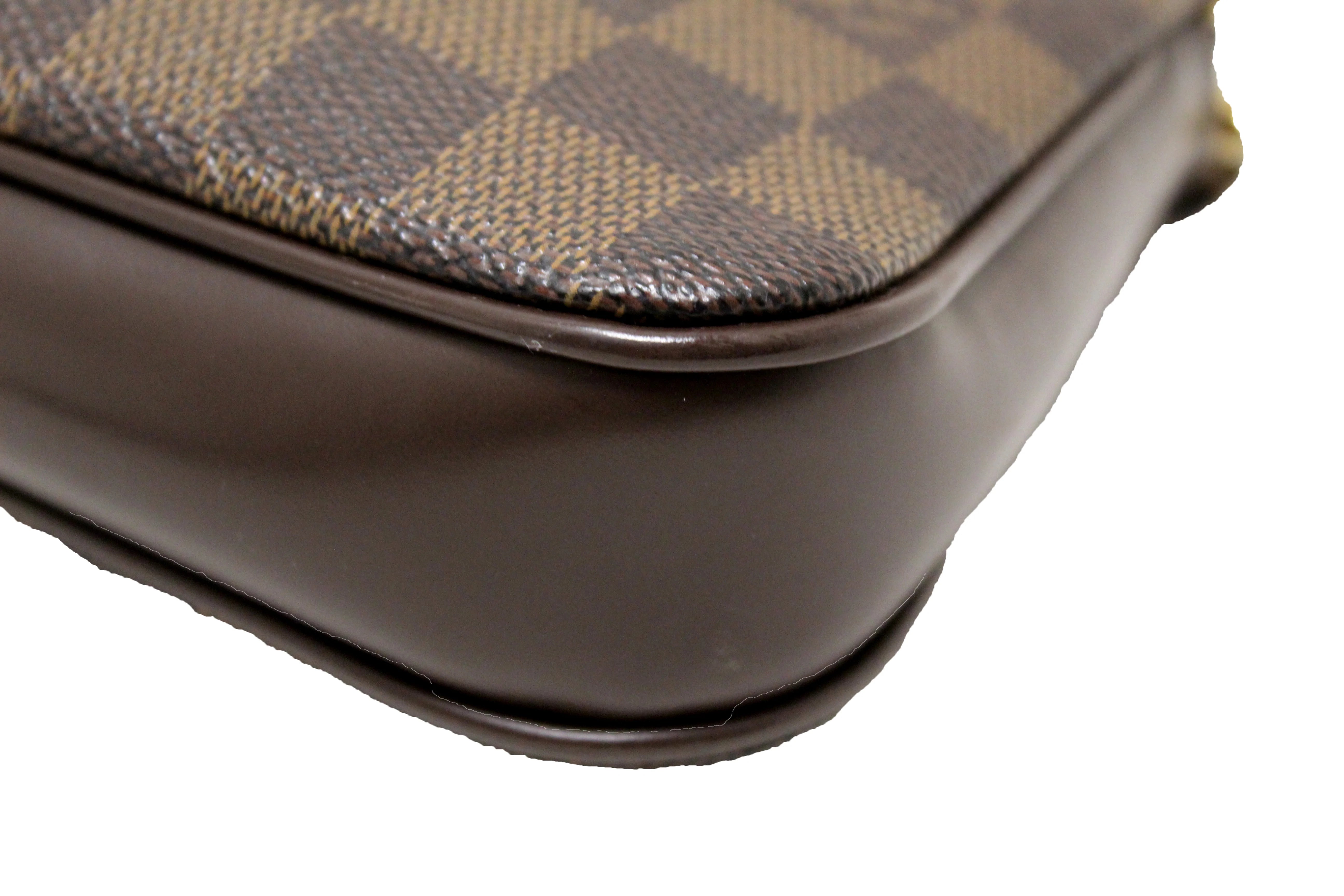 Authentic Louis Vuitton Damier Ebene Navona Pochette Crossbody Bag with Extender Key Ring - Perfect for Women's Everyday Use, Travel & Special Occasions
