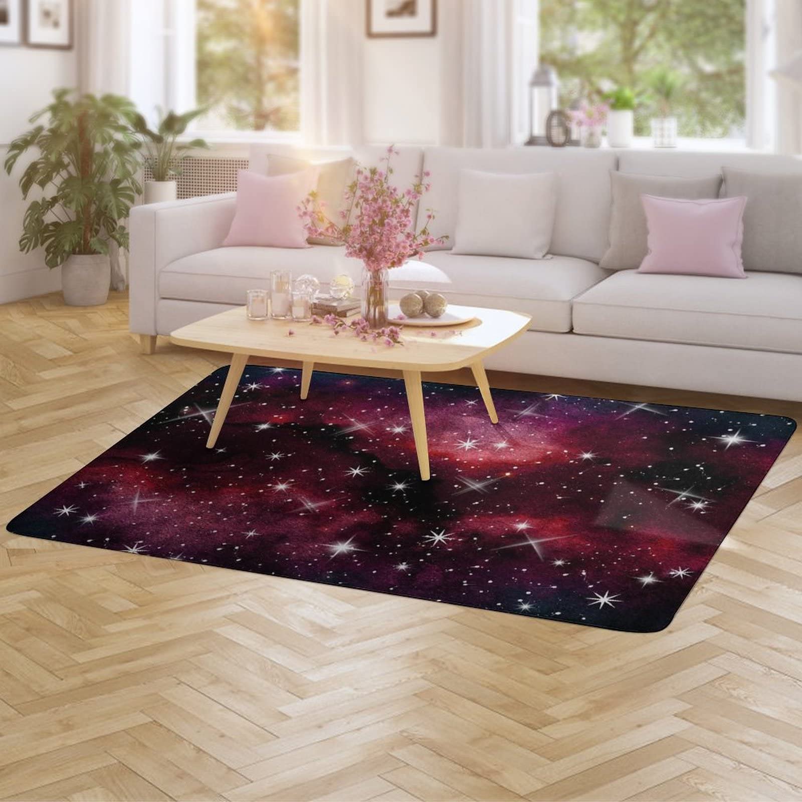 Galaxy Universe Starry Sky Rug for Kids - Non-Slip Foldable Area Carpet with Space Nebula Stars Design, 5ft x 6.5ft - Perfect for Bedroom, Living Room, Nursery, Playroom & Dorm Decor | Great for Stargazing Playtime & Cosmic Themed Rooms