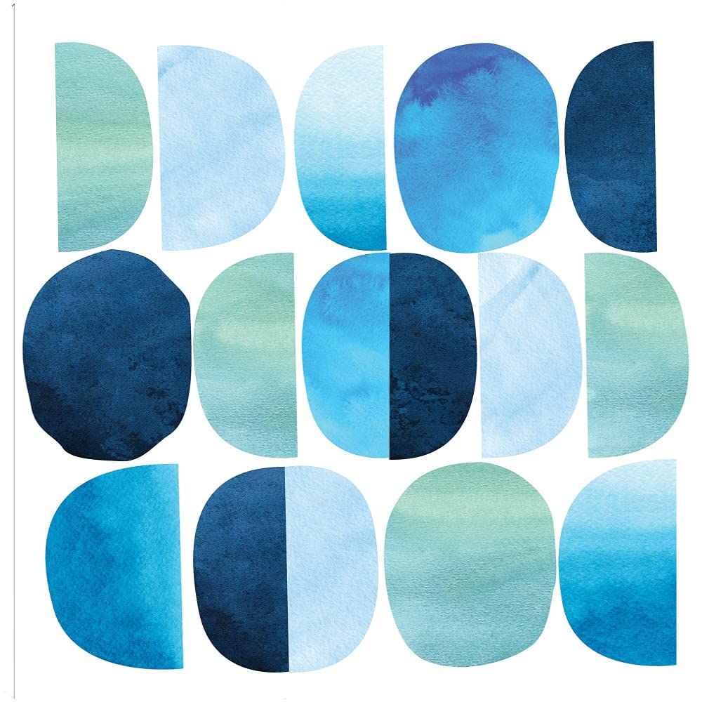 Blue Abstract Canvas Wall Art by Nikki Chu - 22x22 Inch Ready to Hang Painting for Living Room, Bedroom, Office Decor - Modern Home & Office Wall Decor for Bathroom, Kitchen, Bar, Dining & Guest Room