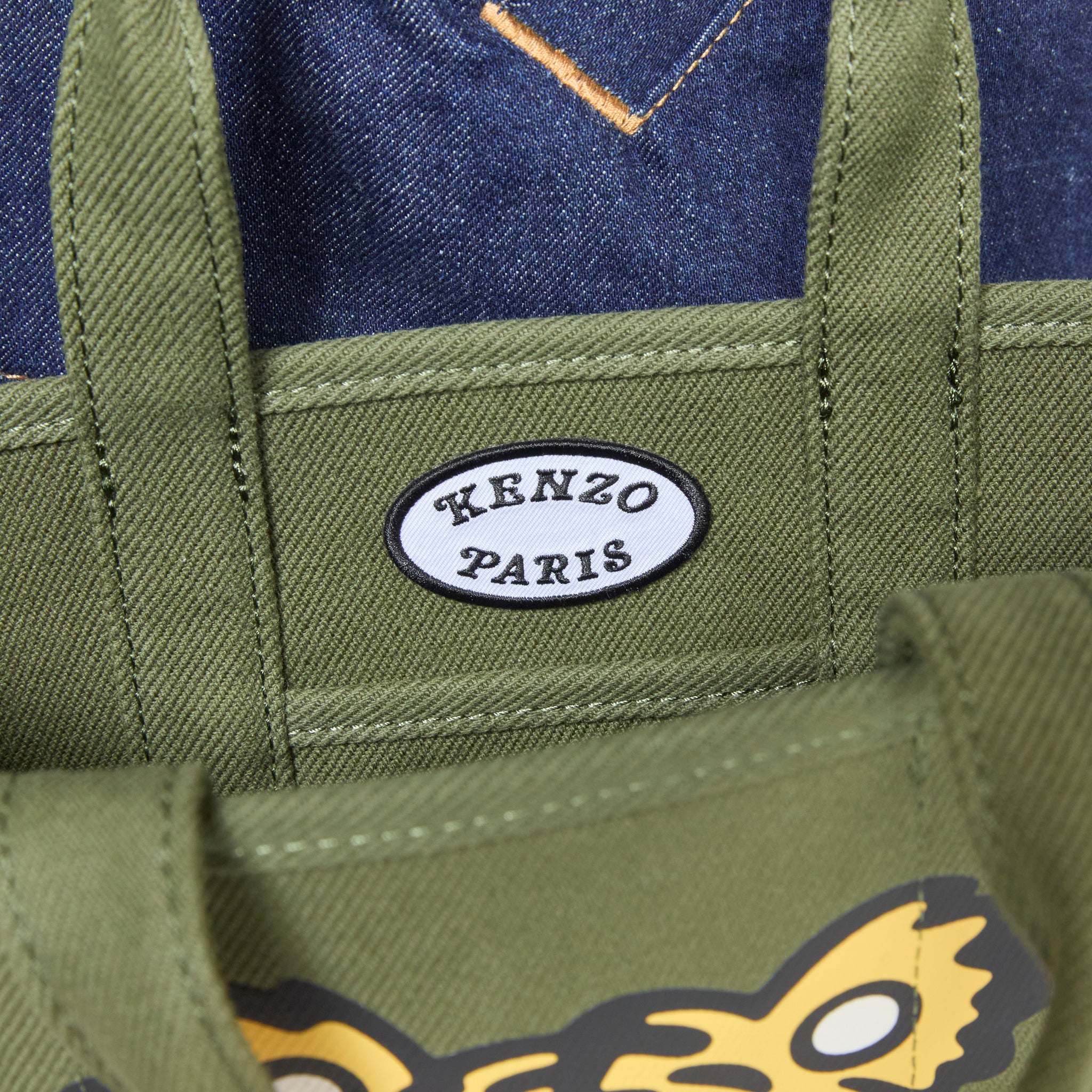 KENZO VERDY MARKET Small Reversible Tote Bag in Khaki | Fashionable Unisex Shoulder Bag for Shopping, Beach & Daily Use