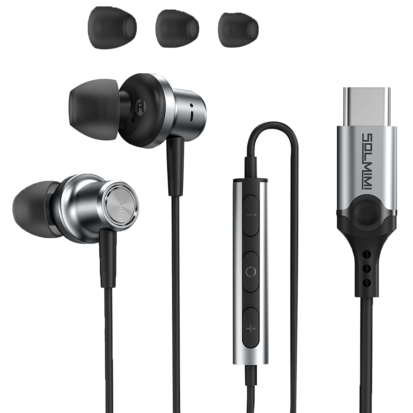 Noise Cancelling USB C Wired Headphones with Mic, Compatible with iPhone 15/16/Pro Max, Samsung S24/S23/S22/S21/S20+/Fold 3/4/5, Google Pixel 7/8/6/4 Pro - Perfect for Travel, Workouts & Gaming