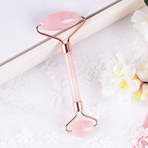 Authentic Rose Quartz Facial Massage Roller for Skin Tightening & Relaxation - Perfect for Home Spa & Skincare Routine