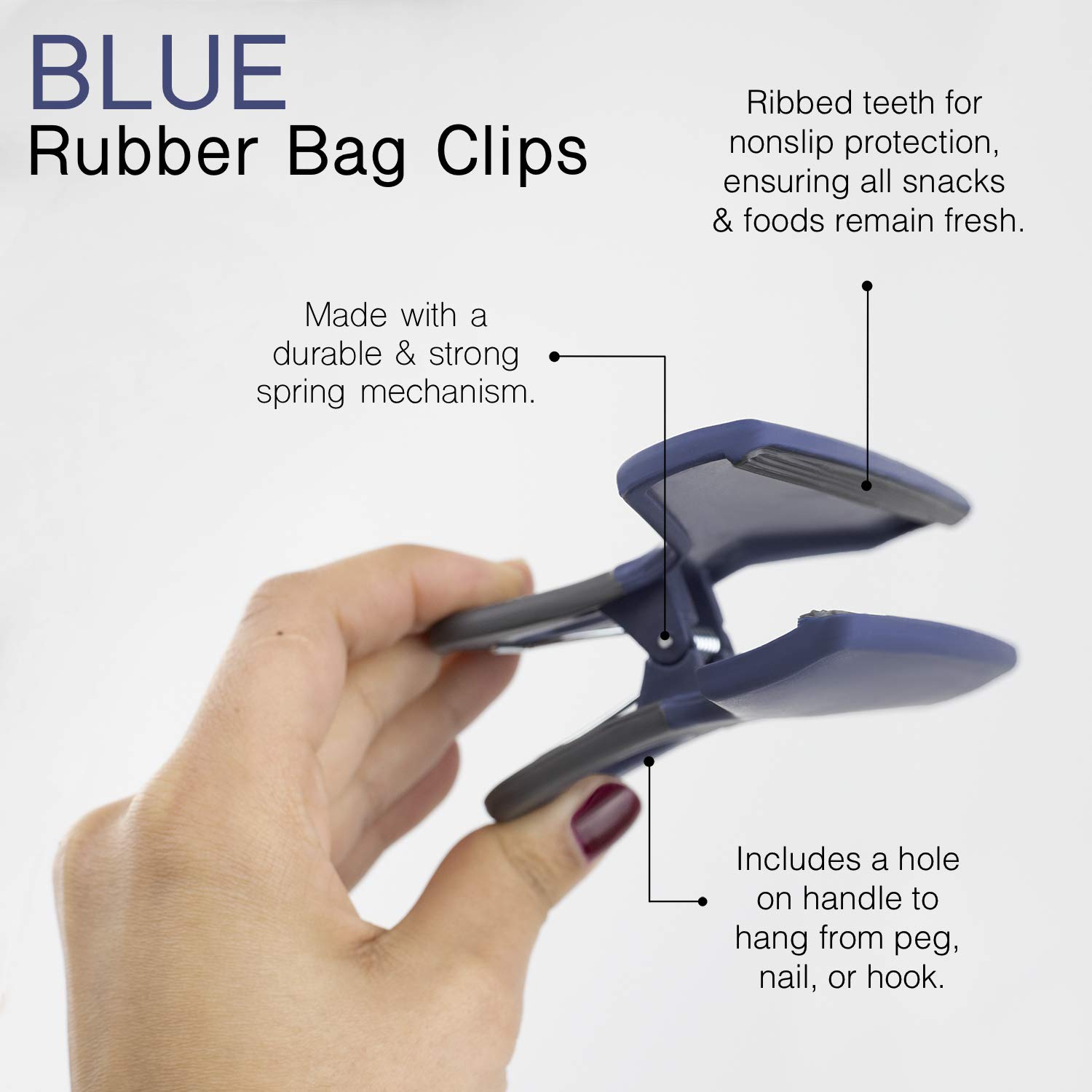 COOK WITH COLOR Heavy Duty Food Storage Clips - Wide Large Bag Clips with Airtight Seal Grip for Chips, Snacks & Groceries (Pack of 8, Blue) - Perfect for Kitchen Organization & Pantry Storage