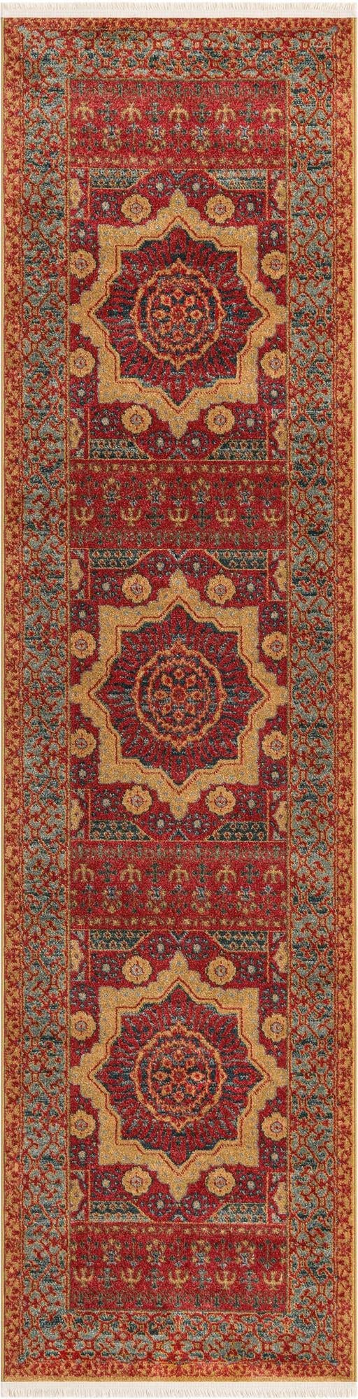 Amina Collection 10' Red Flatweave Runner Rug - Soft Non-Slip Hallway & Entryway Carpet for Home Decor | Perfect for High Traffic Areas, Living Rooms & Bedrooms
