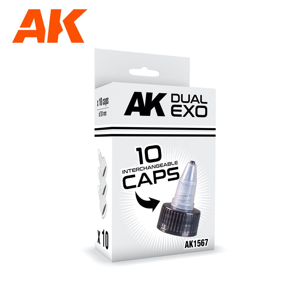 AK Interactive AK1567 Dual Exo Set - 10 Interchangeable Caps for Model Painting & Miniature Detailing | Perfect for Warhammer, Gundam & Scale Models