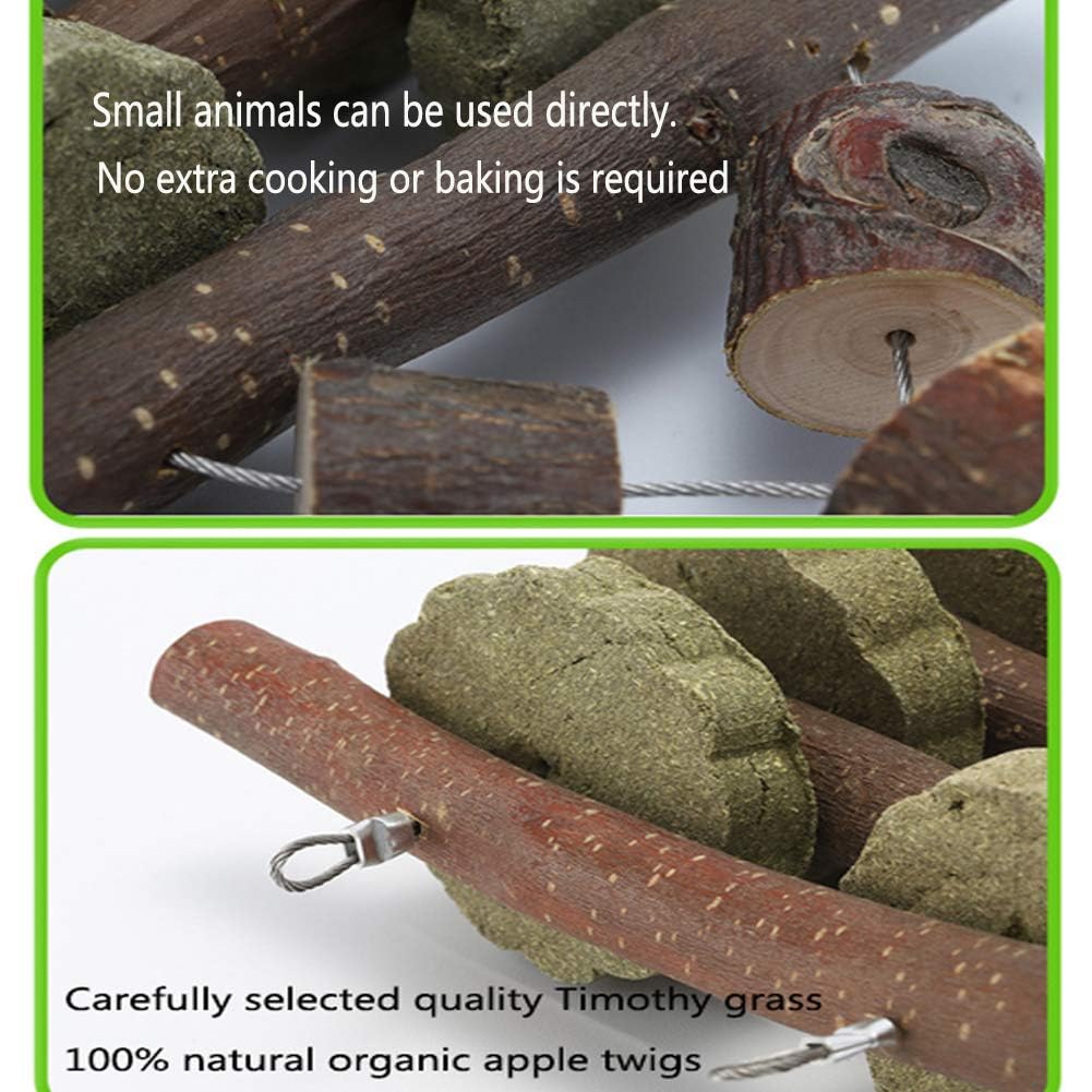 Organic Fruitwood Chew Toys for Rabbits, Chinchillas, Guinea Pigs & Small Pets - Natural Bunny Teeth Sticks with Grass Cake - Safe Chewing Snacks for Playtime & Dental Health | Perfect for Cage Enrichment & Stress Relief