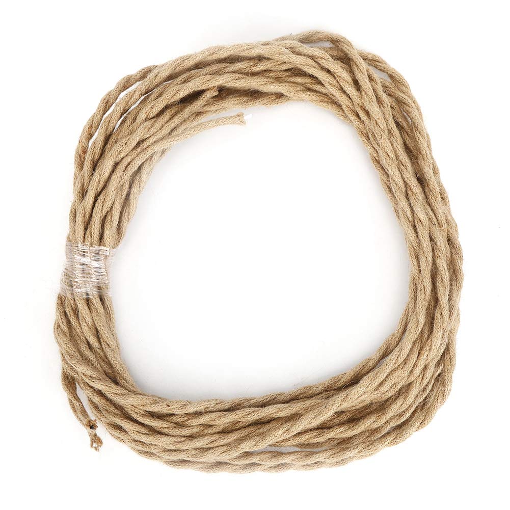 Vintage Hemp Rope Twisted Electrical Wire Cord - 5M/16.4ft Braided Cable for DIY Chandelier Lighting, Lamps & Home Decor - Perfect for Vintage Style Lighting Fixtures and Creative Craft Projects