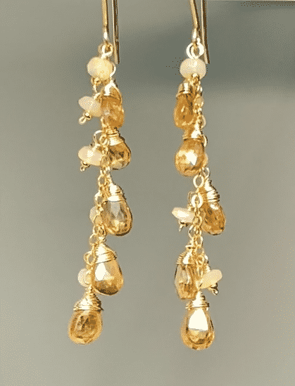 Golden Topaz & Ethiopian Opal Dangle Earrings - 14K Gold Filled Elegant Jewelry for Women | Perfect for Weddings, Parties & Special Occasions