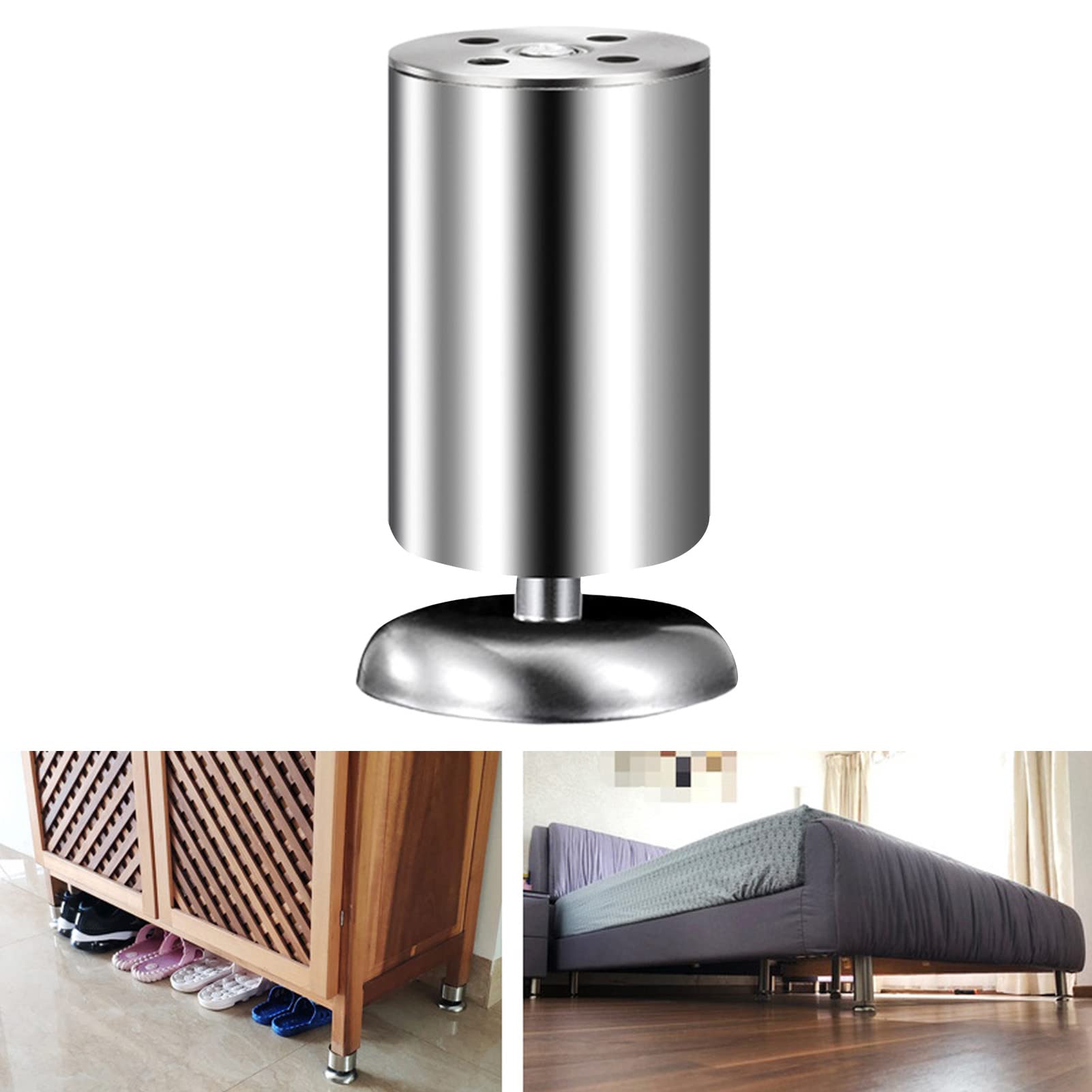 ZTGD Non-Slip Adjustable Furniture Levelers - 20cm Stainless Steel Cabinet Leg Pads for Couch, Table & Wardrobe - Wear-Resistant, Stable & Modern Home Accessories - Perfect for Uneven Floors & Hardwood Surfaces