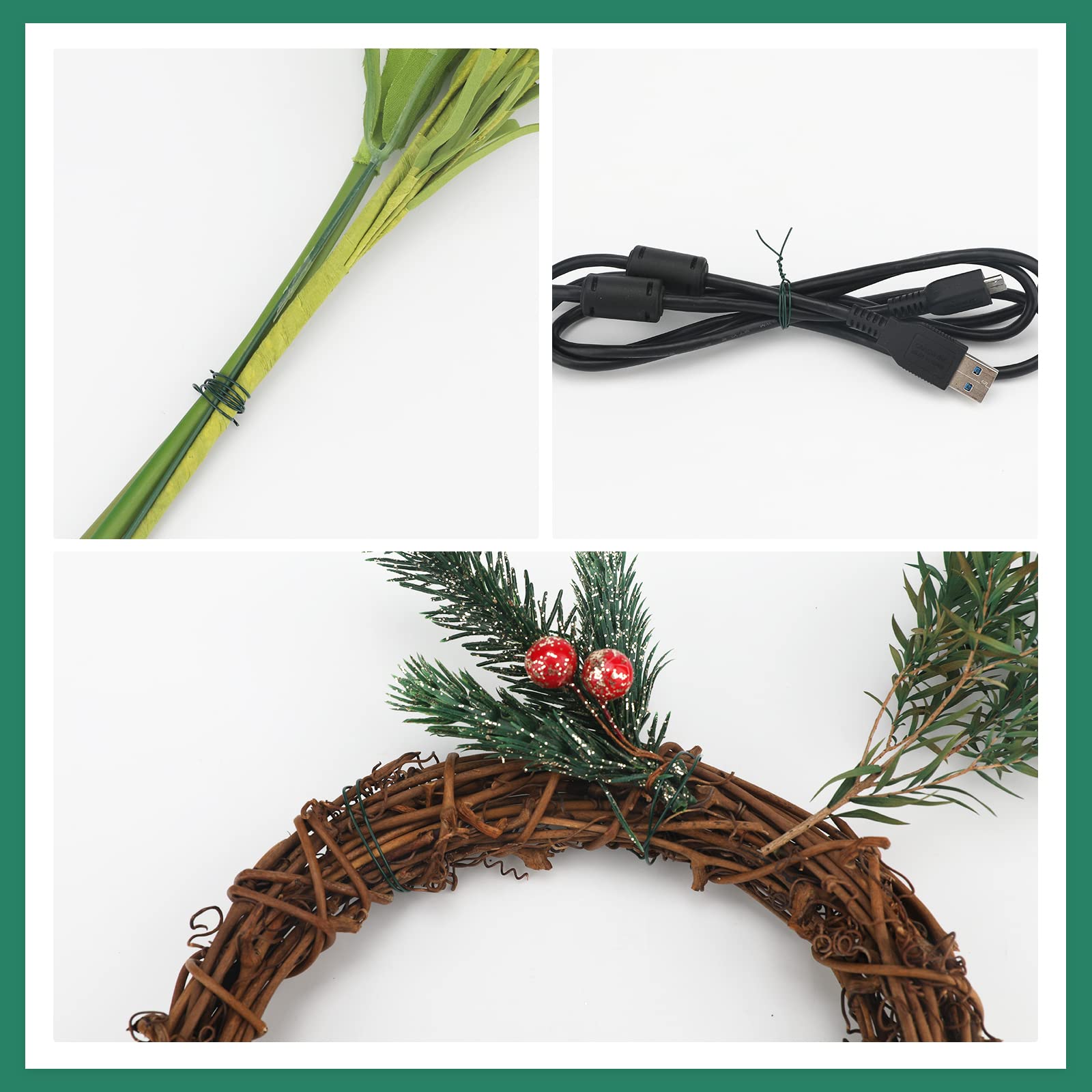 KINGLAKE GARDEN 22 Gauge Green Floral Wire - 4 Pack (166 Yards Total) Flexible Paddle Wire for Flower Arrangements, Wreath Making, Christmas Crafts & DIY Projects - Perfect for Floral Design, Gift Wrapping & Home Decor