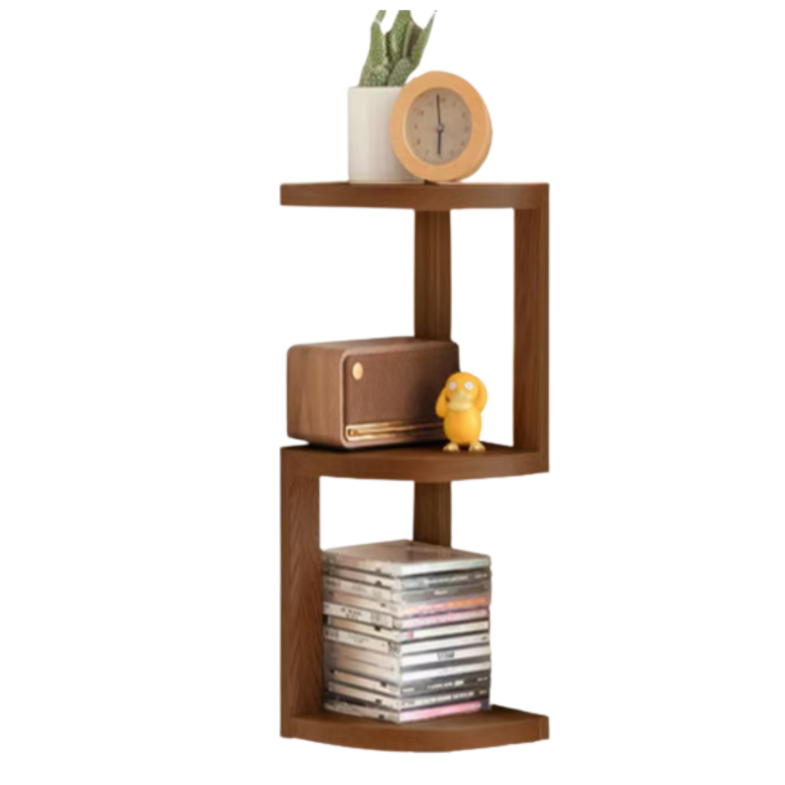 Solid Oak Wood Corner Table Shelf - Rustic Farmhouse Style for Living Room, Bedroom & Office Storage & Decor