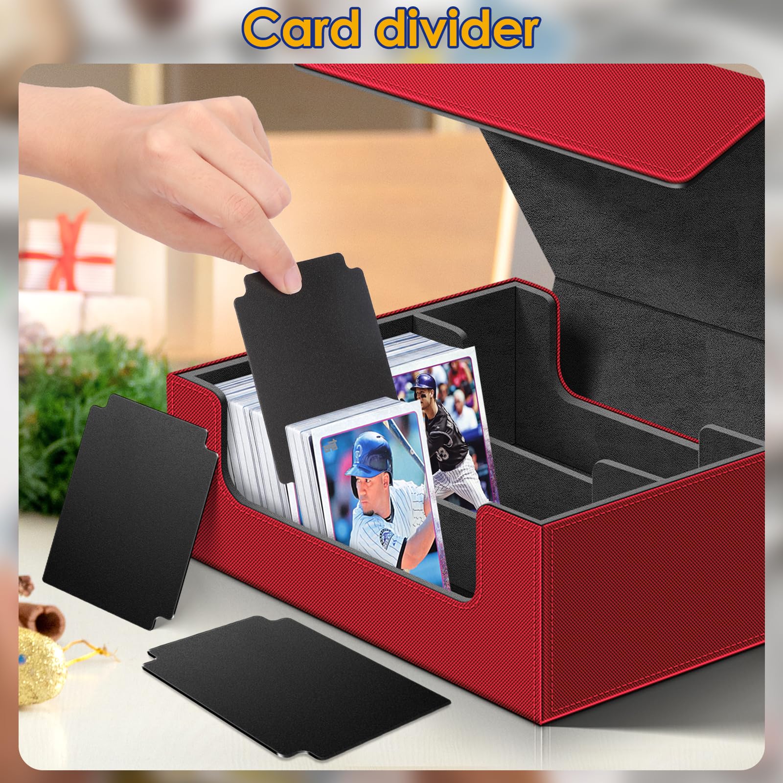 Premium 1800+ Trading Card Deck Case with Magnetic Closure - Durable Card Holder for YuGiOh, MTG, Pokemon & Sports Cards (Red & Black) - Perfect for Collectors, Tournaments & Storage