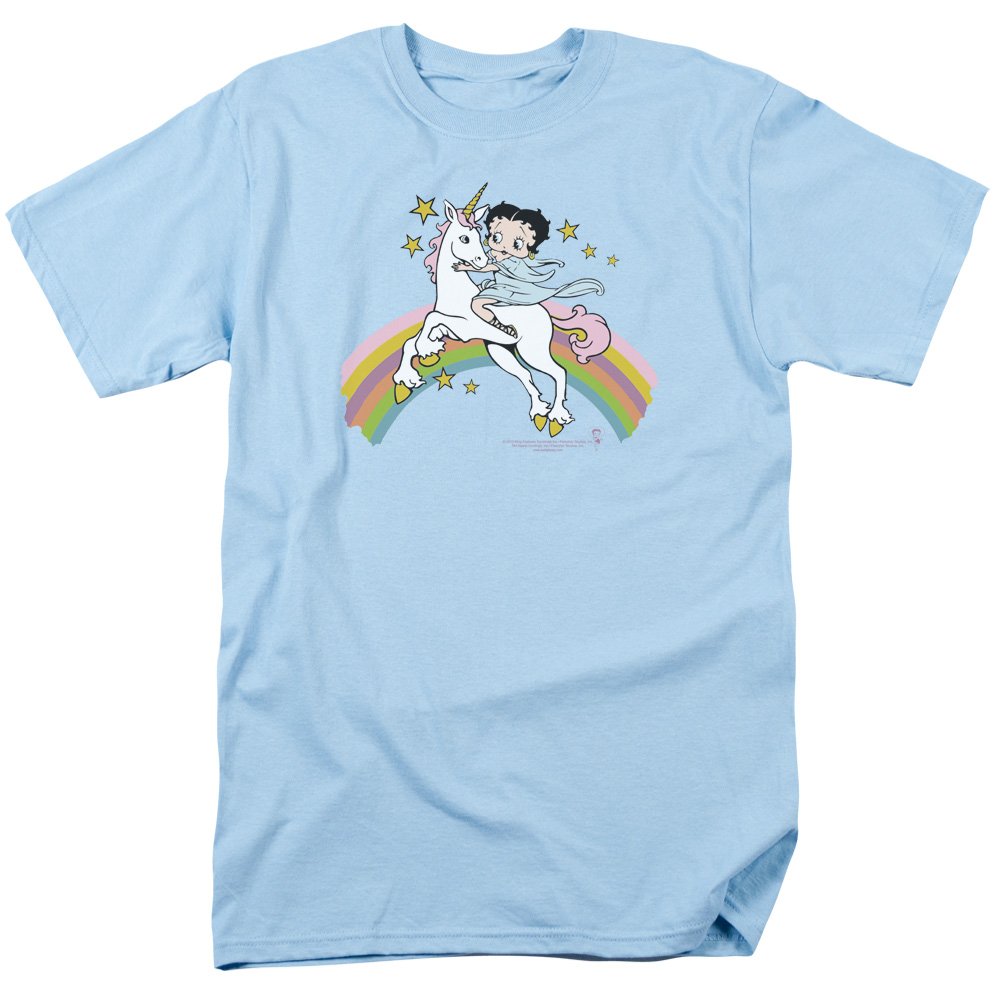 Betty Boop Unicorn & Rainbows Graphic T-Shirt for Men & Women | Soft Cotton Unisex Tee | Casual Wear, Gift Idea, Cosplay Costume