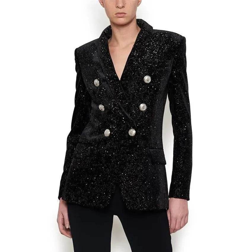 Elegant Baroque Blazer for Women - Casual Solid Color Jacket | Perfect for Office, Date Night & Special Occasions