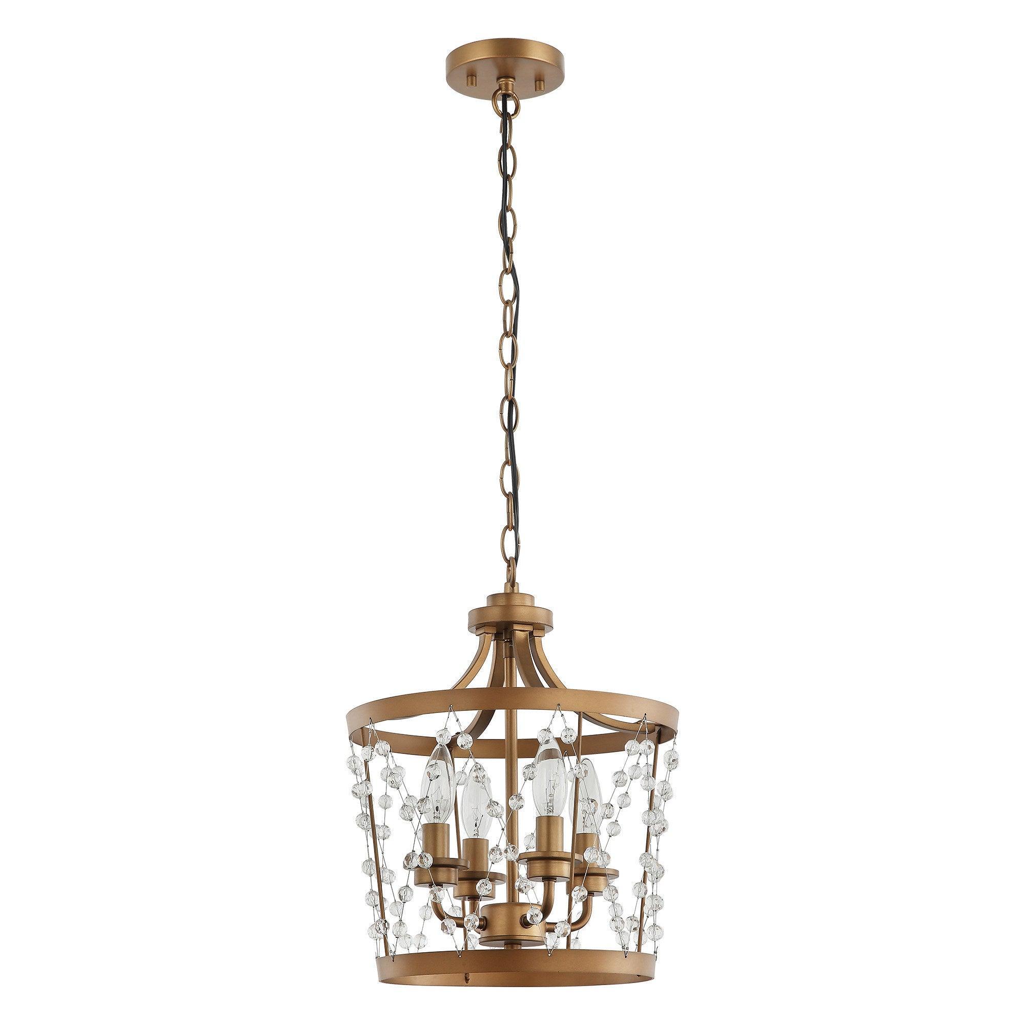 4-Light Rustic Saddle Brown Pendant Lighting Fixture - Farmhouse Style Ceiling Light for Kitchen, Dining Room & Living Room Decor