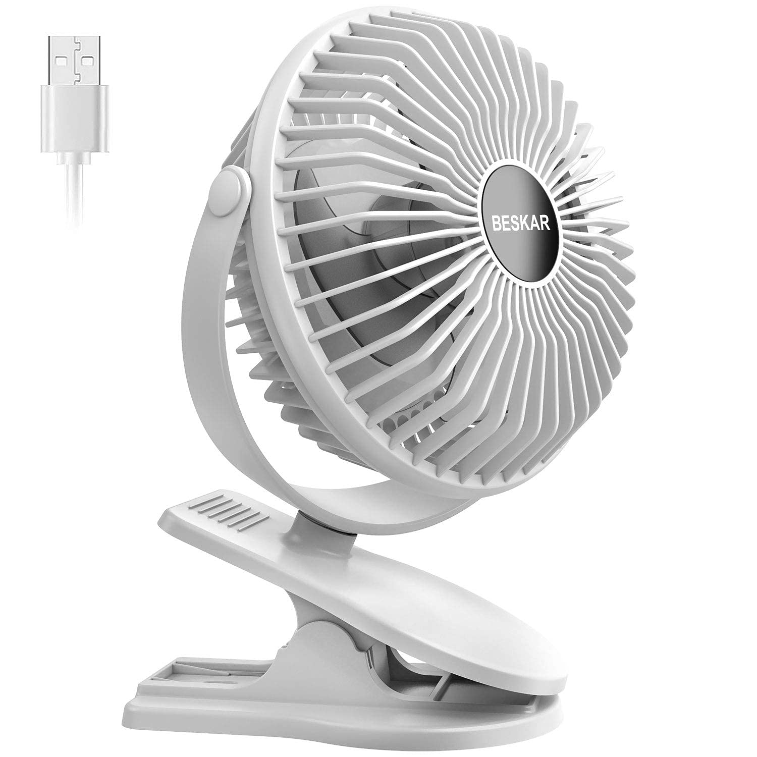 2-Pack Small Desk Fan & Clip-On Fan - Portable Cooling Fan for Home, Office, Dorm - Blue & White - Perfect for Work, Study, and Bedroom Use