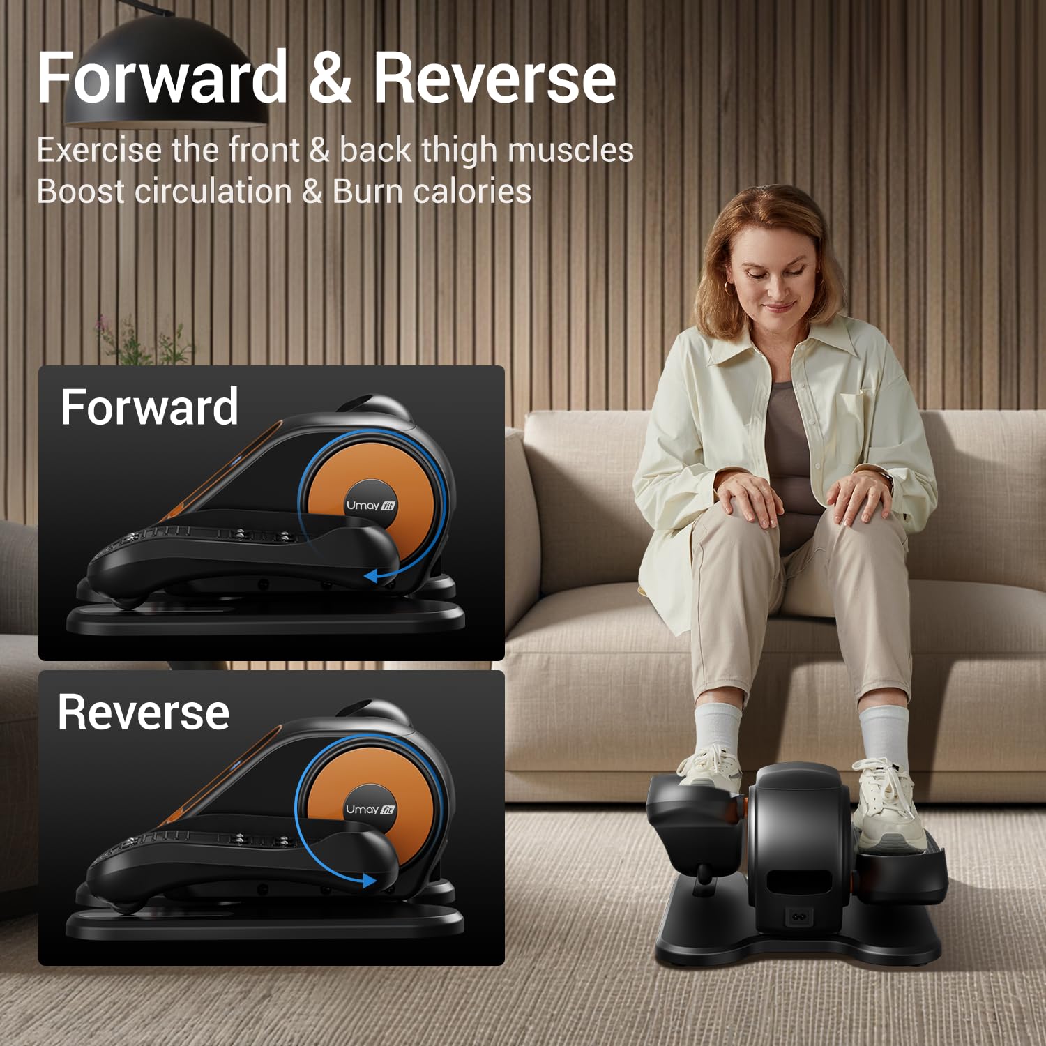 Under Desk Elliptical Machine - Quiet Electric Leg Exerciser for Seniors & Office Workers with 12 Speed Settings, Remote Control, Auto/Manual Modes | Home Office Fitness Equipment for Seated Workouts & Low-Impact Exercise