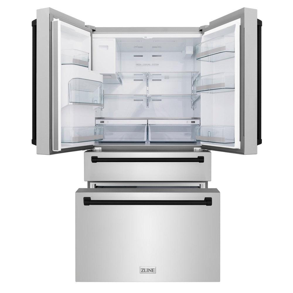 ZLINE Autograph Edition 48-inch Stainless Steel Kitchen Package - Dual Fuel Range, Range Hood, Dishwasher & Refrigerator with Matte Black Accents (4KAPR RARHDWM48 MB) | Premium Appliance Bundle for Modern Kitchens & Luxury Home Renovations