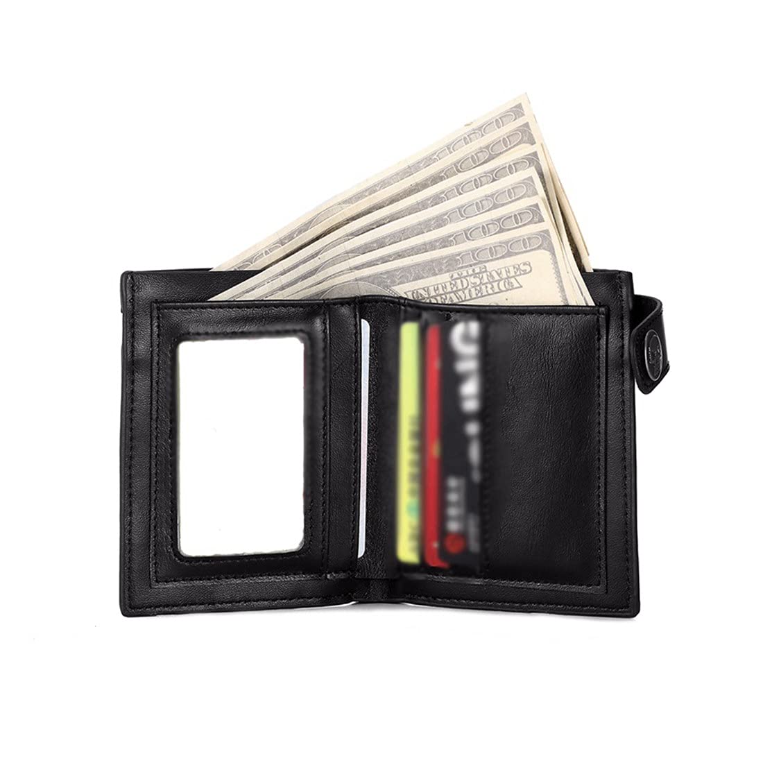 Men's & Women's PU Leather Skull Embossed Wallet with Snap Fastener - Slim Foldable Billfold Card Holder (Black) - Perfect for Everyday Use, Gifts & Gothic Fashion Accessories