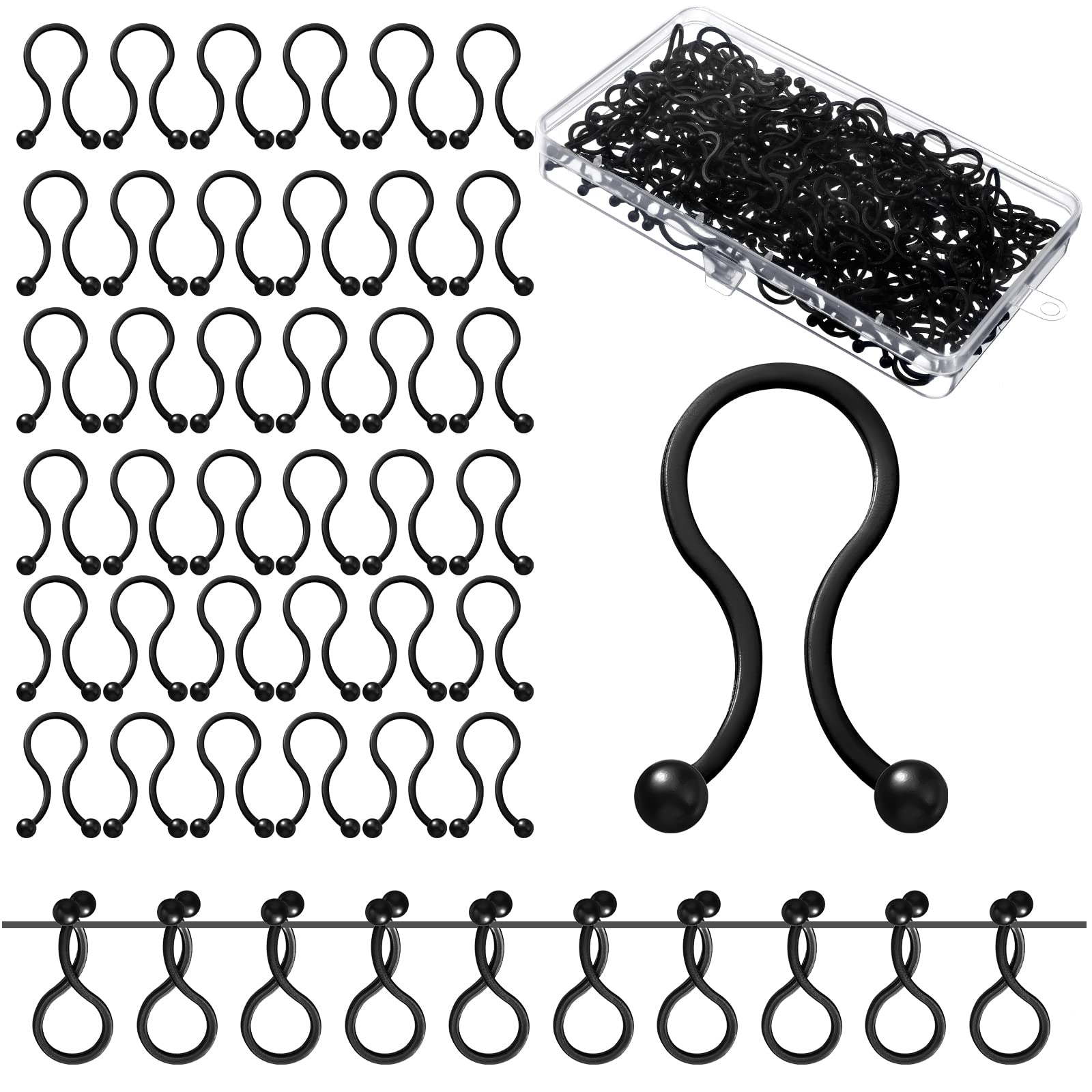 Bucherry 100-Pack Black Christmas Light Clips - Heavy Duty Plastic Hanging Hooks for Outdoor String Lights, Weatherproof Holiday Decorations for Xmas Tree, Roof, Fence & Porch | Perfect for Indoor & Outdoor Holiday Decor