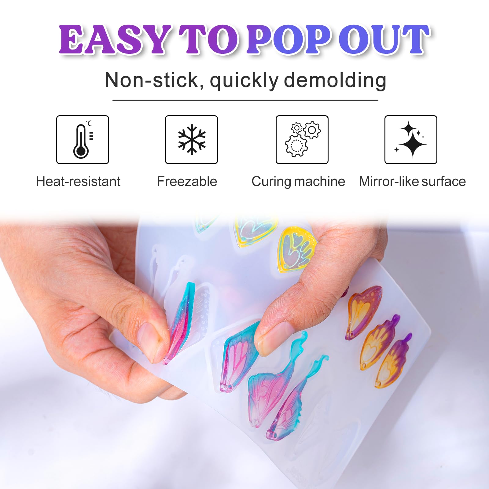 LET'S RESIN 2-Piece Silicone Earring Molds for DIY Jewelry Making - Butterfly & Moth Wing Shapes - Perfect for Resin Art, Craft Projects & Handmade Accessories (Great for Gifts, Home Decor & Fashion Jewelry)