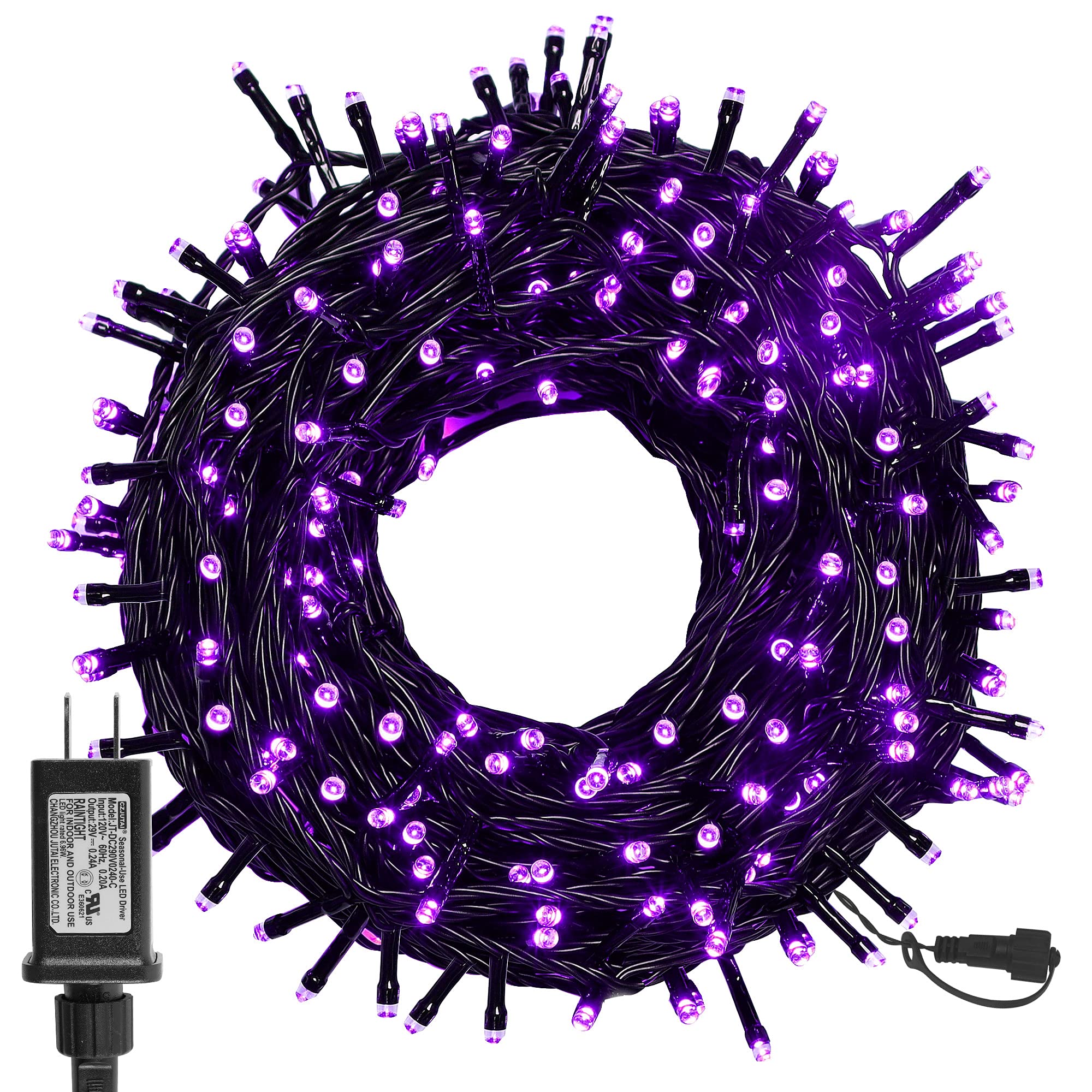 Twinkle Star 300 LED Halloween Fairy String Lights - 99 FT Outdoor Waterproof Plug-in Lights with 8 Lighting Modes | Christmas, Wedding, Party, Patio & Tree Decorations (Purple) | Perfect for Indoor/Outdoor Holiday Decor, Garden Lighting & Special Events