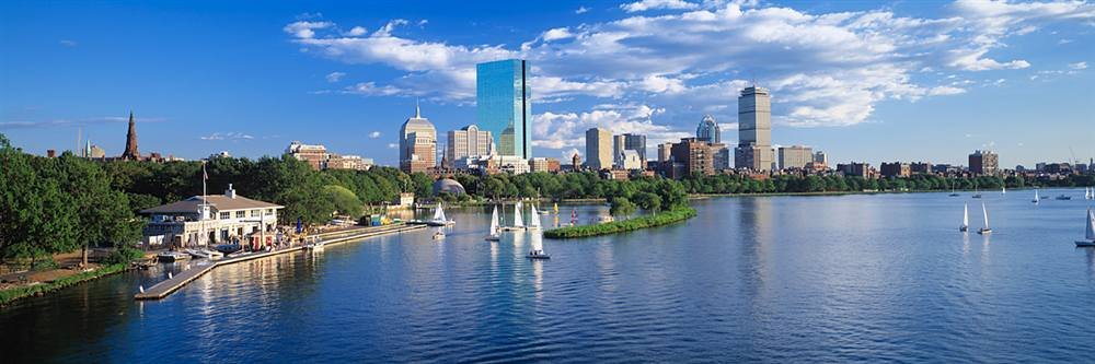 Boston Waterfront Sailboats Peel & Stick Wall Mural - 72x24 Inch Removable City Skyline Decal for Home & Office Decor | Perfect for Living Room, Bedroom, or Workspace