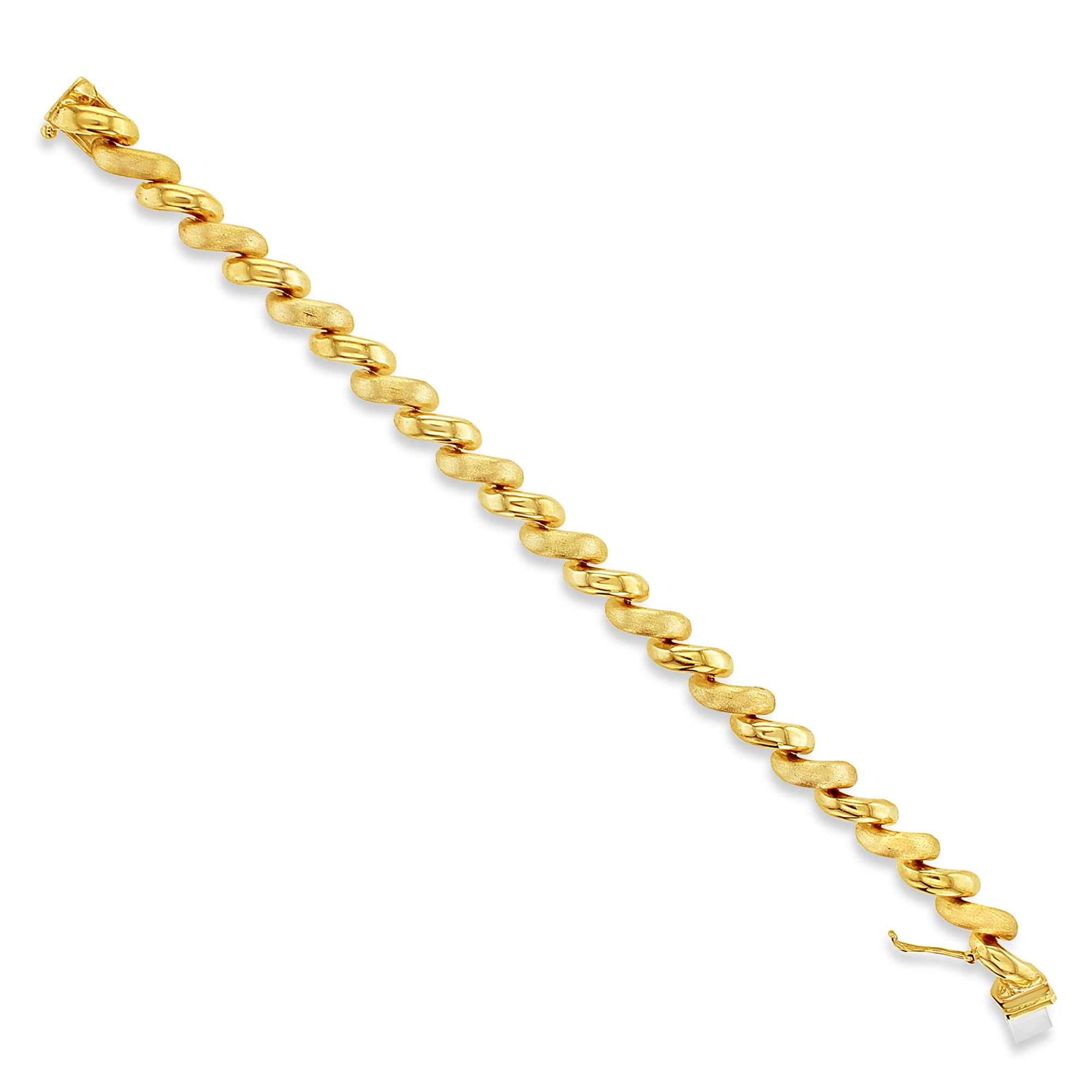 7.35MM San Marco Gold Link Chain Bracelet - 14K Yellow Gold with Mixed Finish | Elegant Jewelry for Women, Perfect for Parties, Weddings & Everyday Wear
