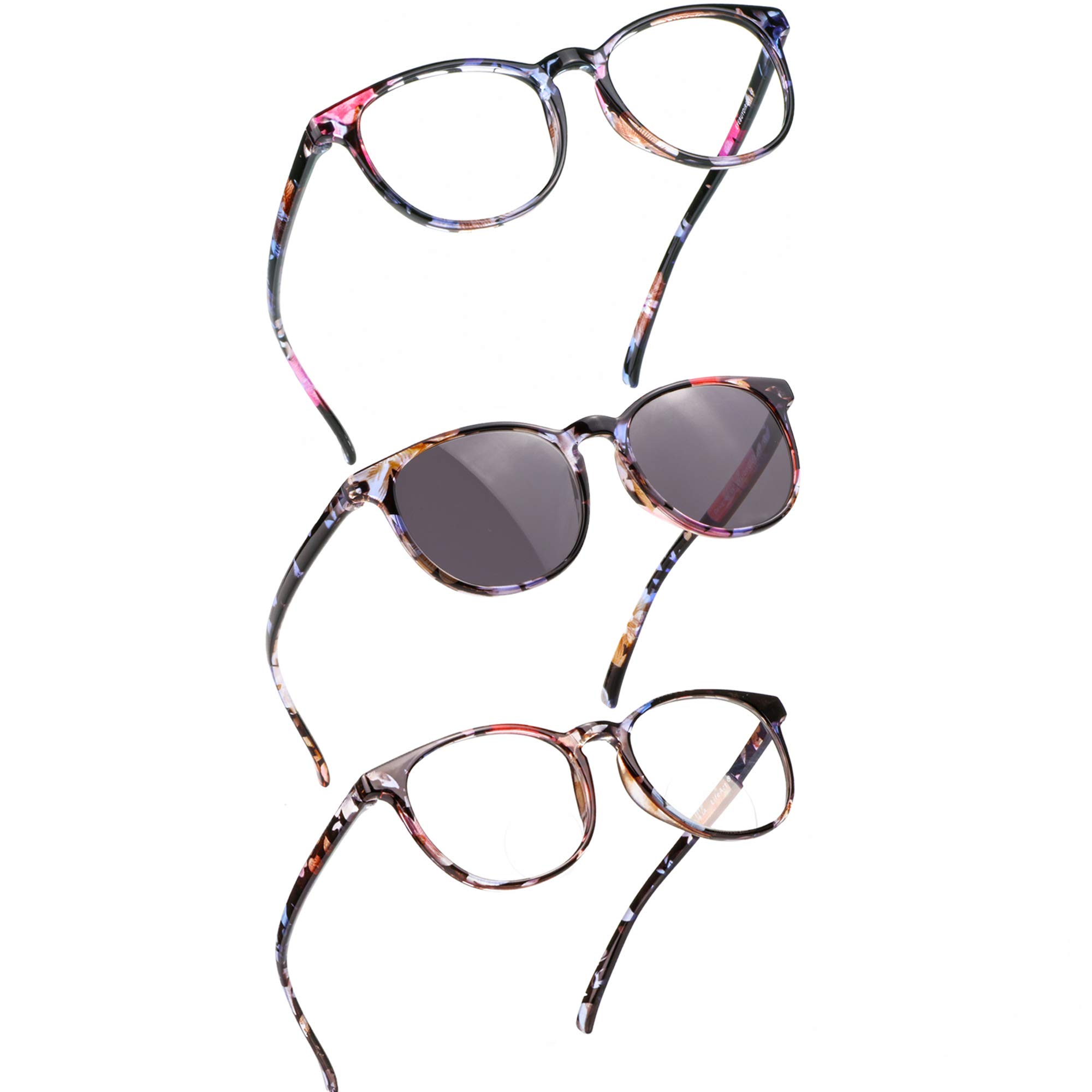 Blue Light Blocking Glasses & Bifocal Reading Glasses & UV400 Sunglasses 3-Pack - 1.75 Magnification for Women - Reduce Eye Strain for Computer Work, Reading & Outdoor Activities