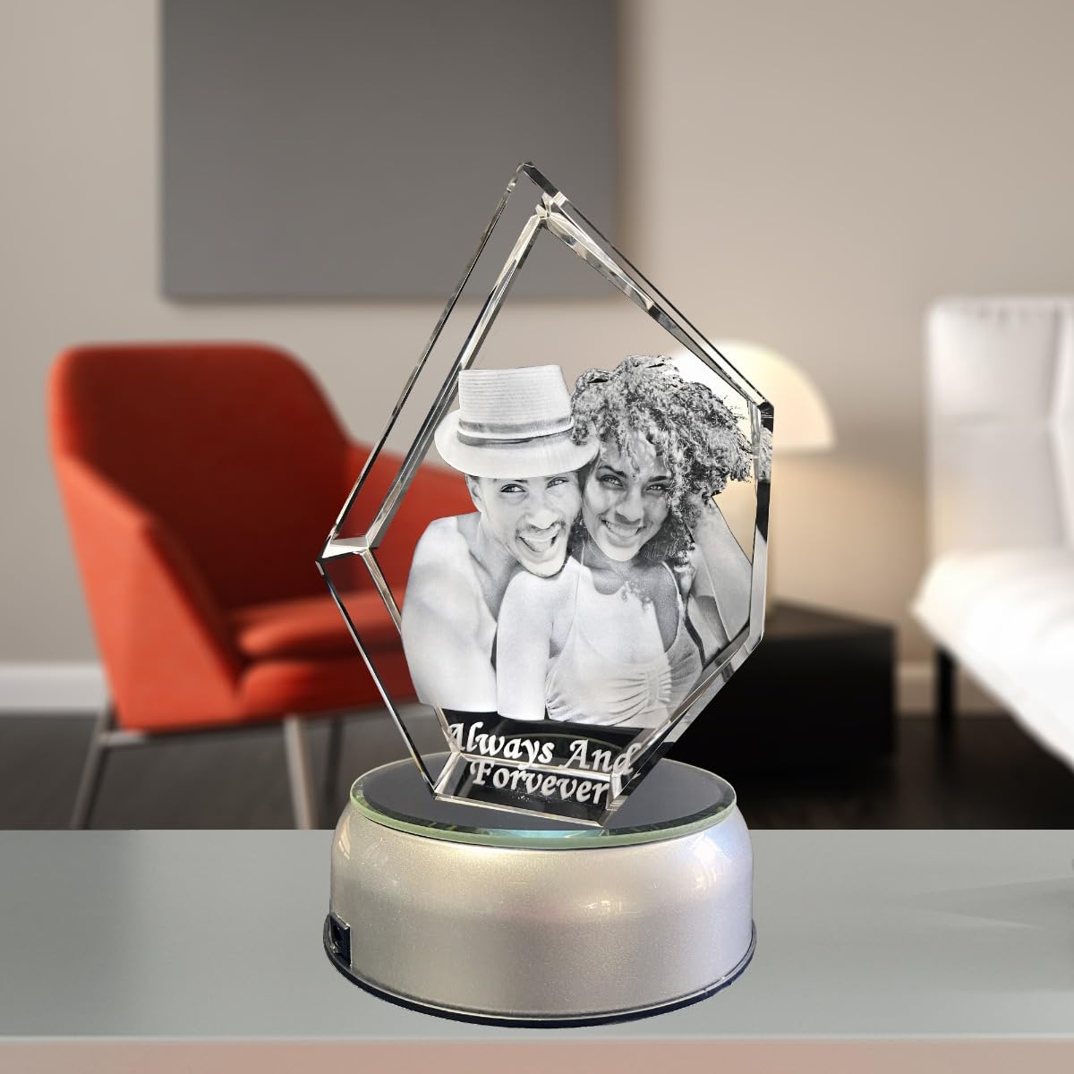 Custom 3D Laser Engraved Crystal Gift - Personalized Prestige Keepsake for Birthdays, Anniversaries, Weddings, Valentine's Day, Christmas, Graduation, Mother's Day & Father's Day - Perfect Memorial Gift for Home & Office Decor (Medium Size)