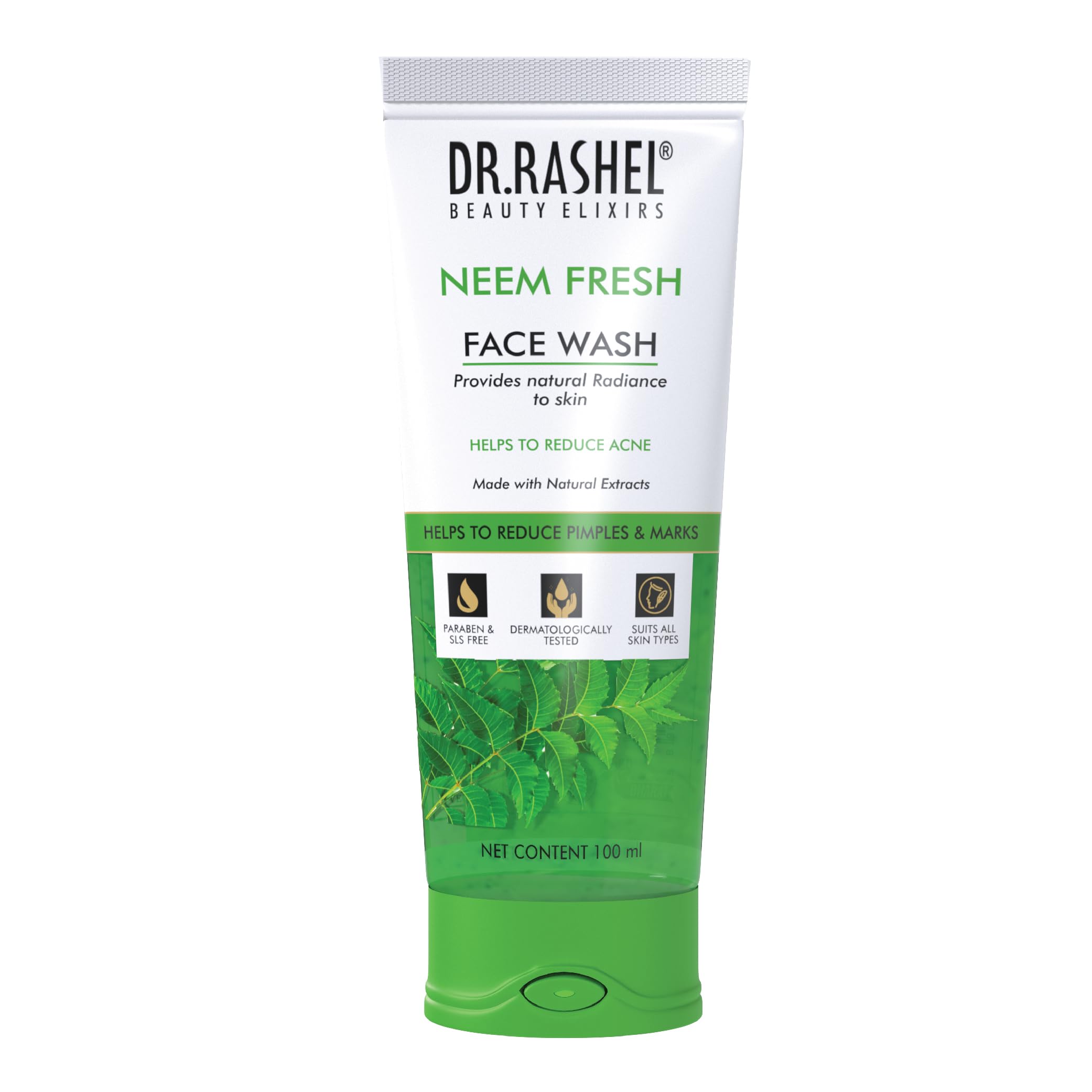 DR.RASHEL Neem & Clove Purifying Face Wash for Men & Women - Deep Cleansing, Anti-Bacterial, Anti-Fungal with Natural Ingredients & Active Neem Slices (100ml) | Perfect for Acne-Prone Skin & Daily Skincare Routine