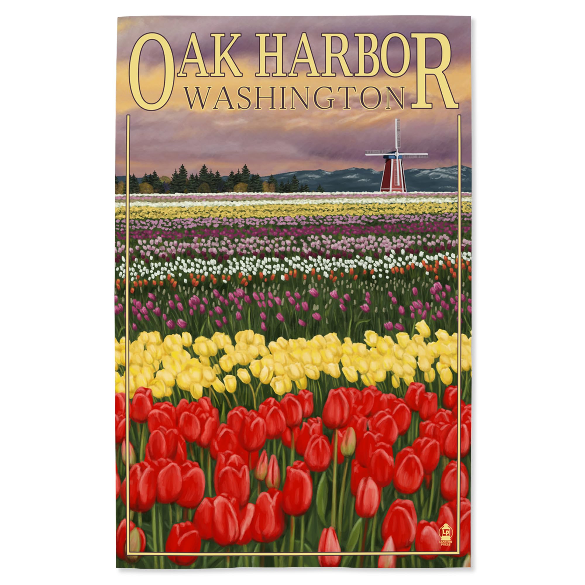 Lantern Press 16x24 Inch Giclee Print - Oak Harbor Washington Tulip Fields Wall Art - Perfect for Home Decor, Office & Living Room