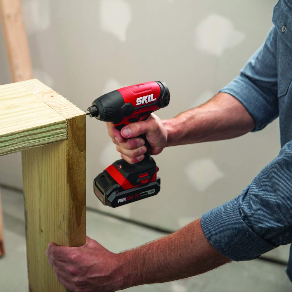 SKIL 20V Cordless 4-Tool Combo Kit - Drill Driver, Impact Driver, Reciprocating Saw & LED Work Light with 2x 2.0Ah Batteries & Charger (CB739601, White) - Perfect for DIY Home Improvement, Construction Projects & Professional Contractors