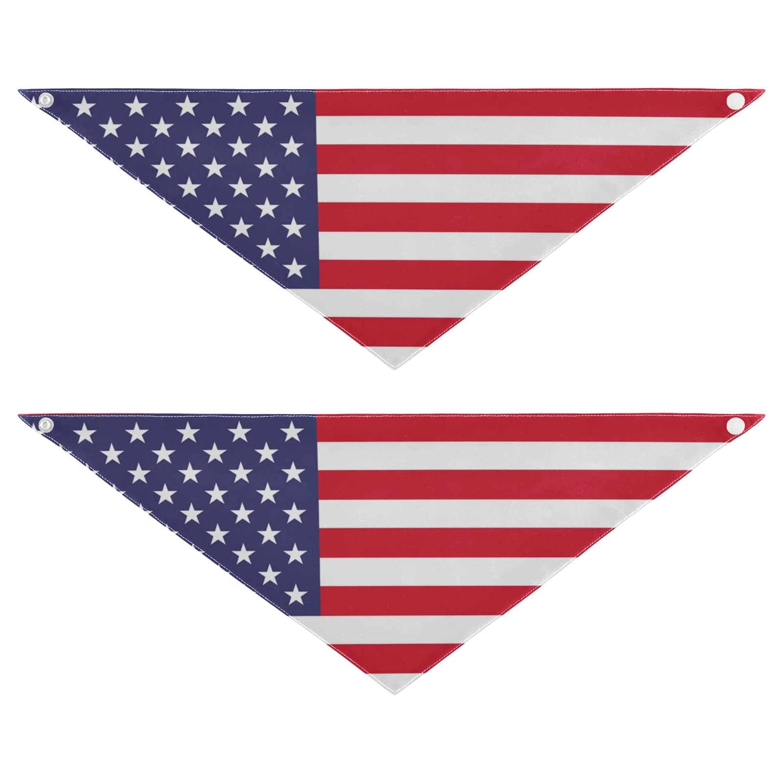 2-Pack American Flag Dog Bandanas - Washable Double-Sided Printed Adjustable Pet Scarf for Small & Large Dogs, Puppies & Cats - Perfect for Holidays, Parties & Outdoor Adventures
