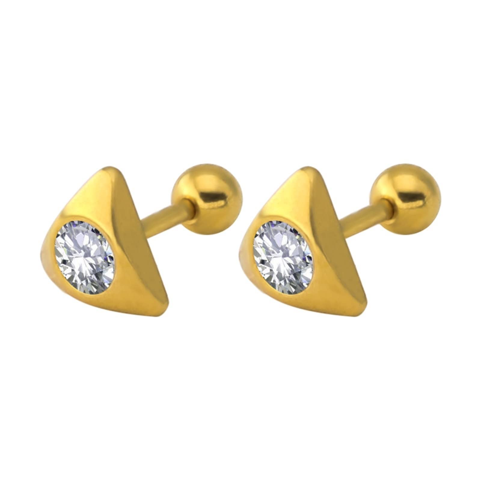 Musihy Stainless Steel Stud Earrings for Women - Large Cubic Zirconia Triangle Stud Earrings, Hypoallergenic Jewelry for Sensitive Ears | Perfect for Weddings, Parties & Everyday Wear