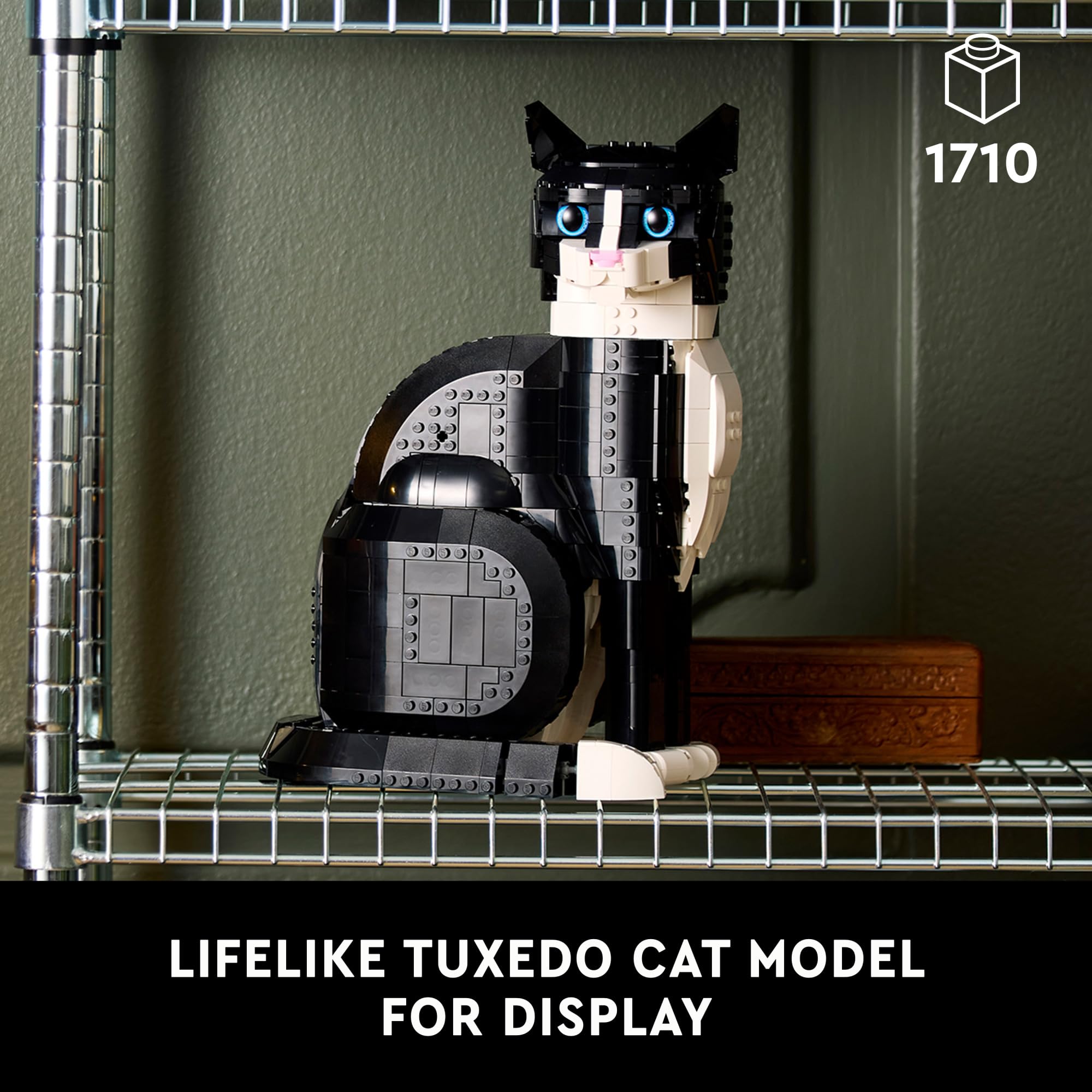 LEGO Ideas Tuxedo Cat Building Set for Adults 18+ - DIY Home Decor Craft Kit for Living Room & Bedroom - Perfect Gift for Cat Lovers, Women & Men (Model 21349) - Creative Display for Cat Enthusiasts & LEGO Collectors