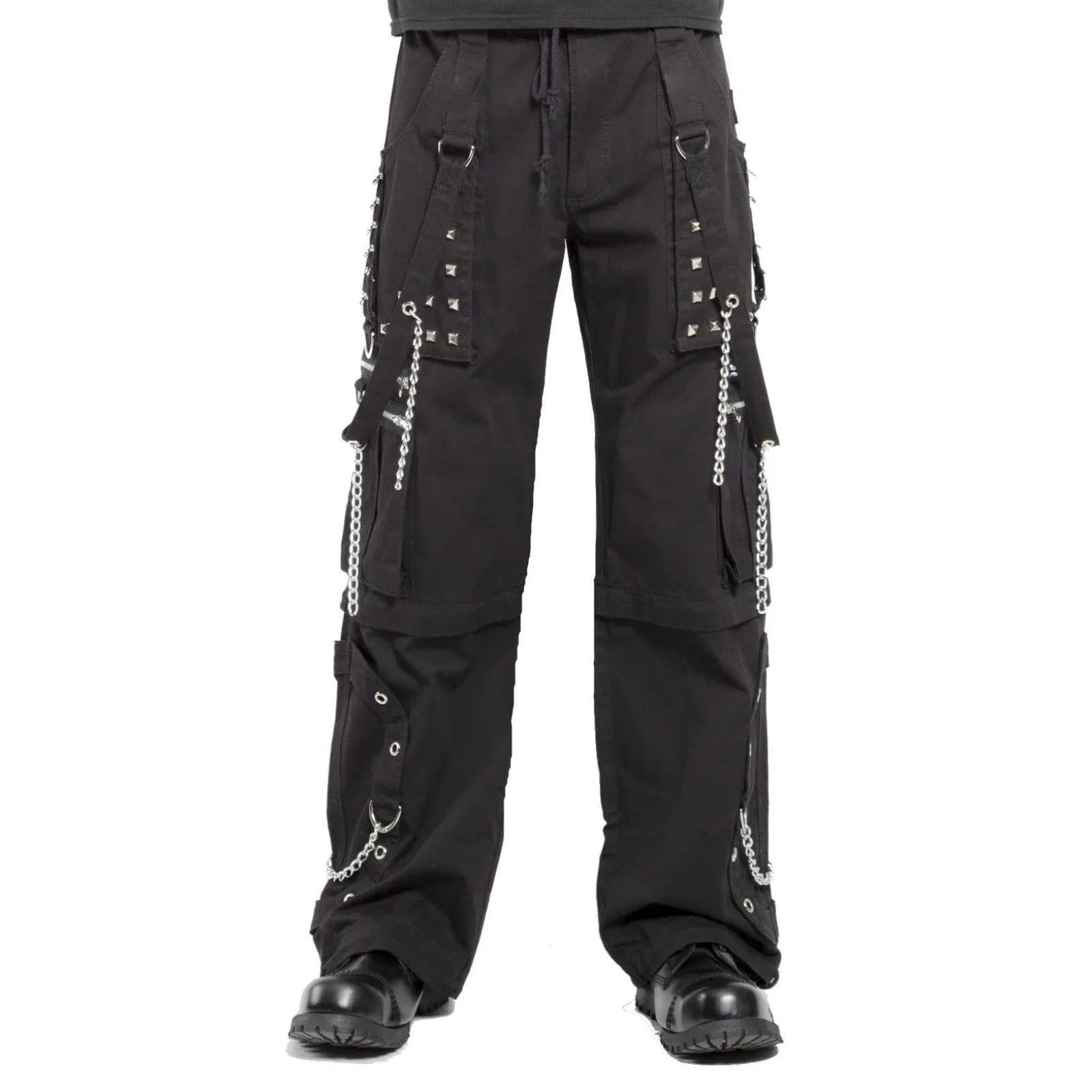 Men's Gothic Cyber Chain Punk Jeans - Electro Bondage Rave Pants for Emo & Rock Style | Perfect for Concerts, Nightclubs, and Alternative Fashion