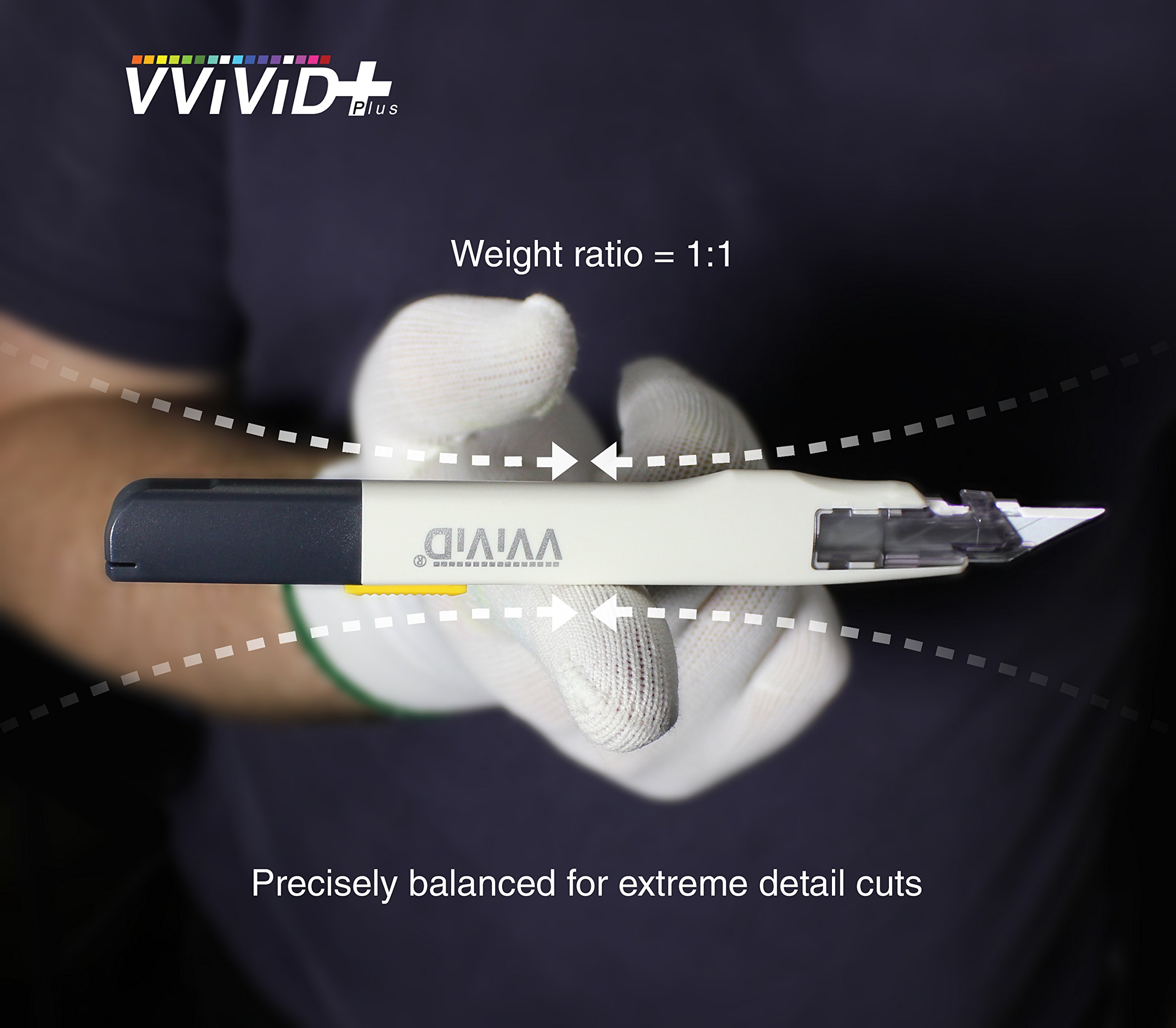 VViViD+ Premium Retractable Utility Knife - 3 Pack Precision Balanced Multi-Purpose Cutter for Crafting, Packaging, DIY Projects & Home Improvement