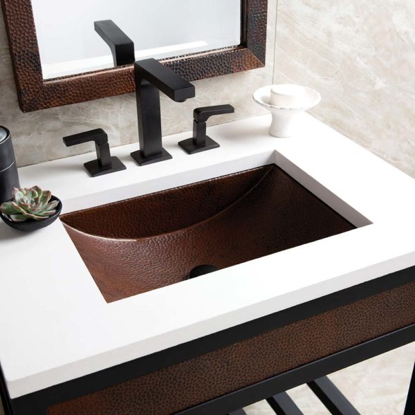 Avila Hand Hammered Copper Undermount Bathroom Sink by Native Trails - Elegant Farmhouse Style for Bathroom & Powder Room Vanity