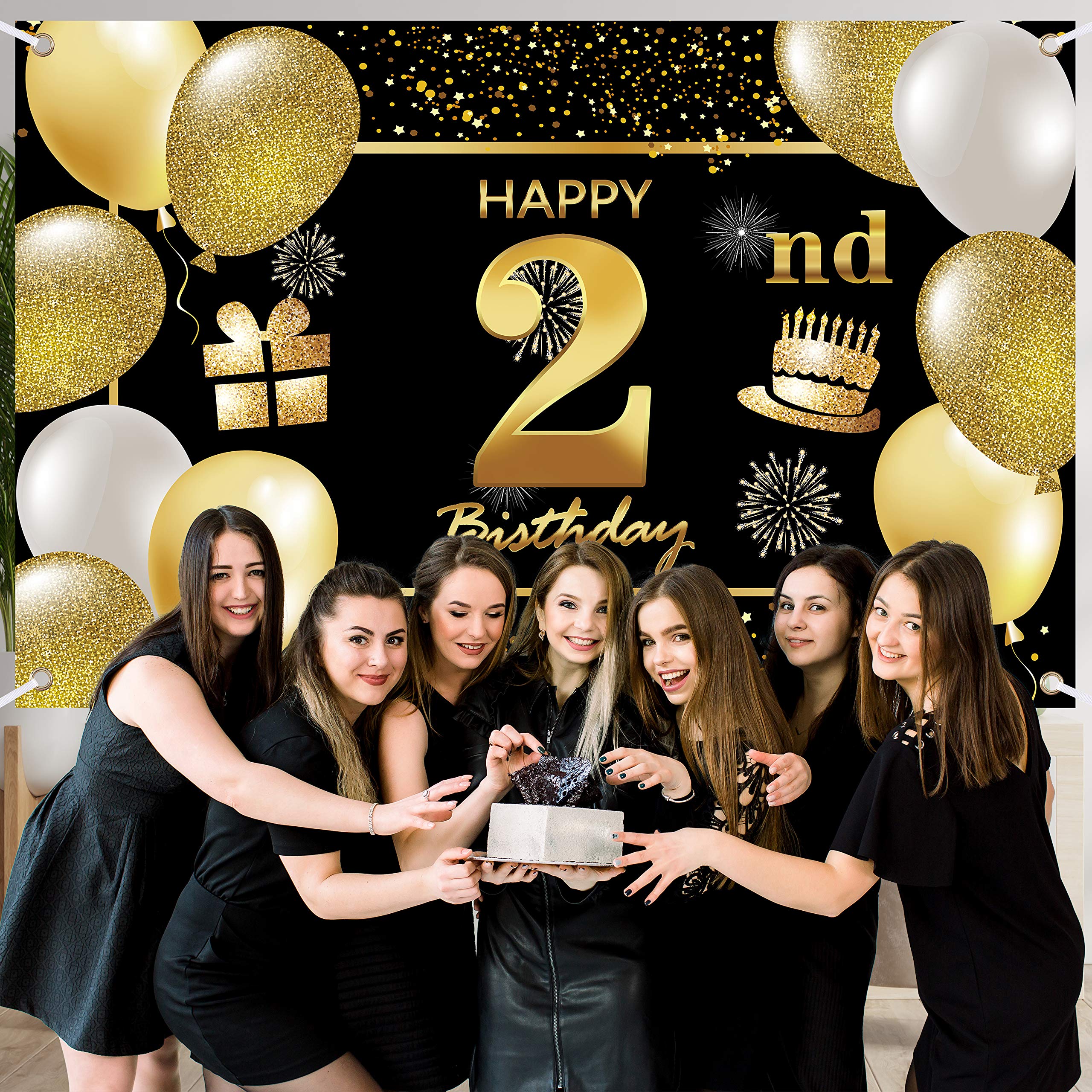 2nd Happy Birthday Banner - Birthday Decorations for Men, Party Decor, Backdrop - Perfect for Birthday Parties, Photo Booths & Celebrations