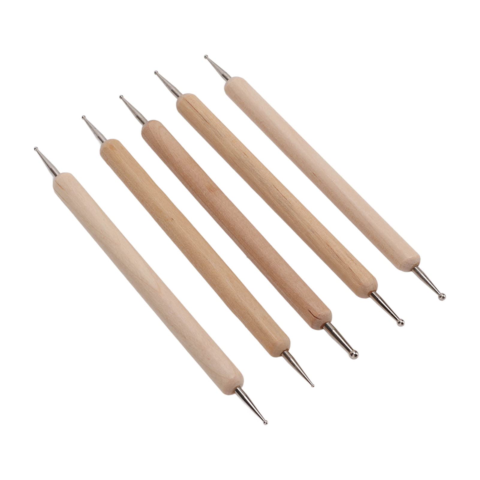 5-Piece Ball Stylus Tool Set for Pottery & Sculpture - Wood Composite Steel Clay Modeling Tools with Firm Grip - Perfect for Ceramics, Clay Art, and DIY Craft Projects